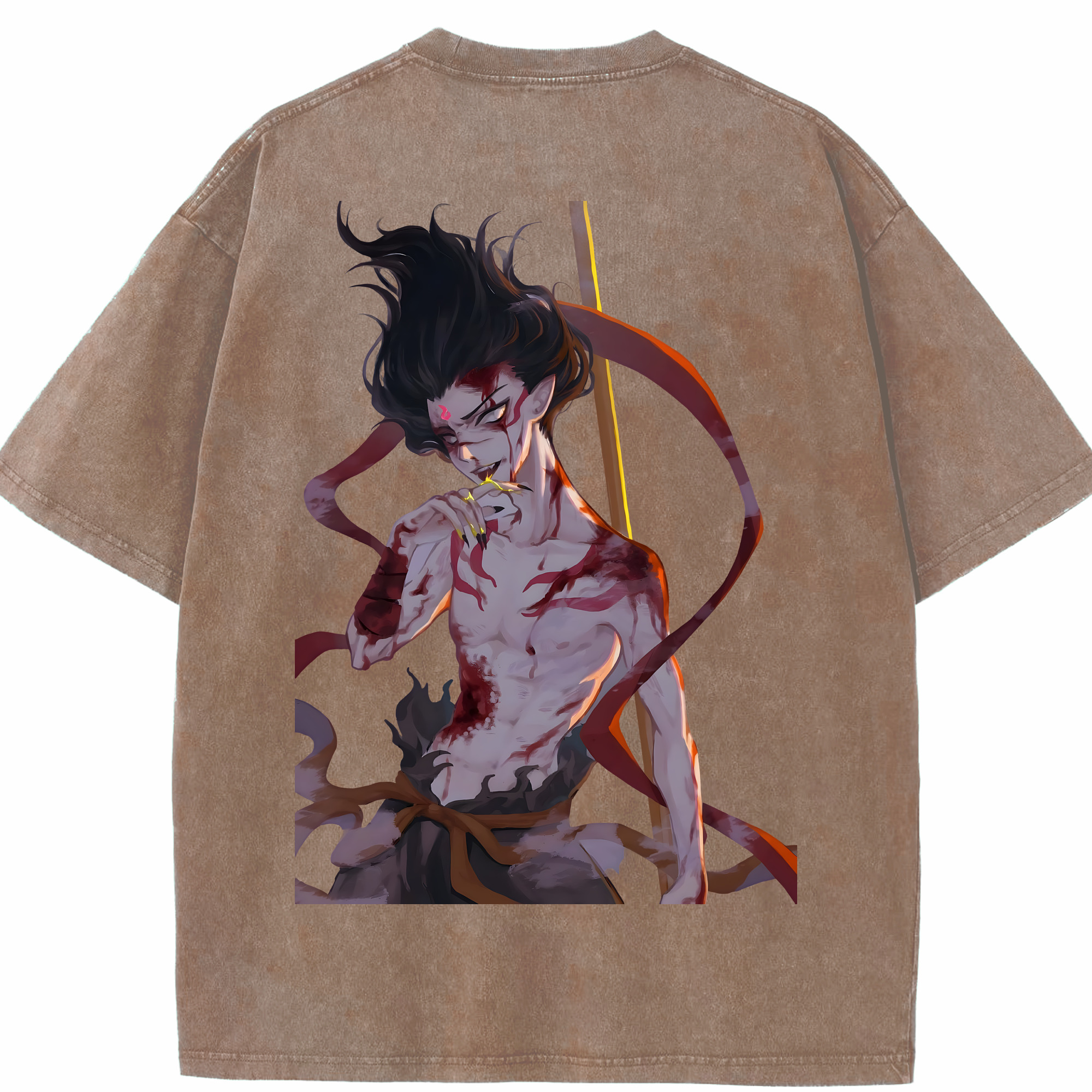 （画像用） Ne Zha 2 ナタ 魔童の大暴れ 綿100% ヴィンテージ風 半袖Tシャツ（背面プリント）