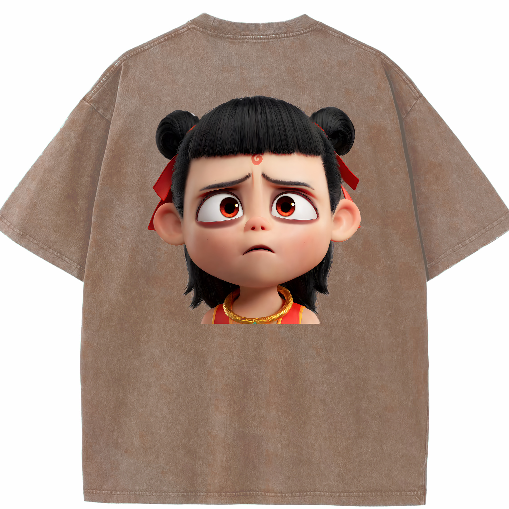 （画像用） Ne Zha 2 ナタ 魔童の大暴れ 綿100% ヴィンテージ風 半袖Tシャツ（背面プリント）