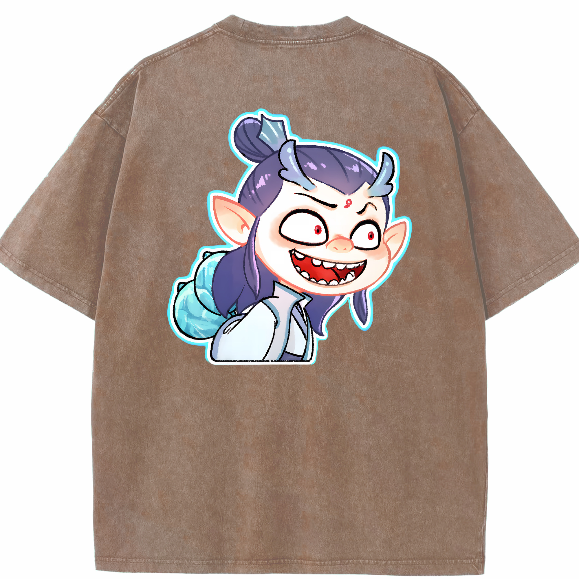 （画像用） Ne Zha 2 ナタ 魔童の大暴れ 綿100% ヴィンテージ風 半袖Tシャツ（背面プリント）