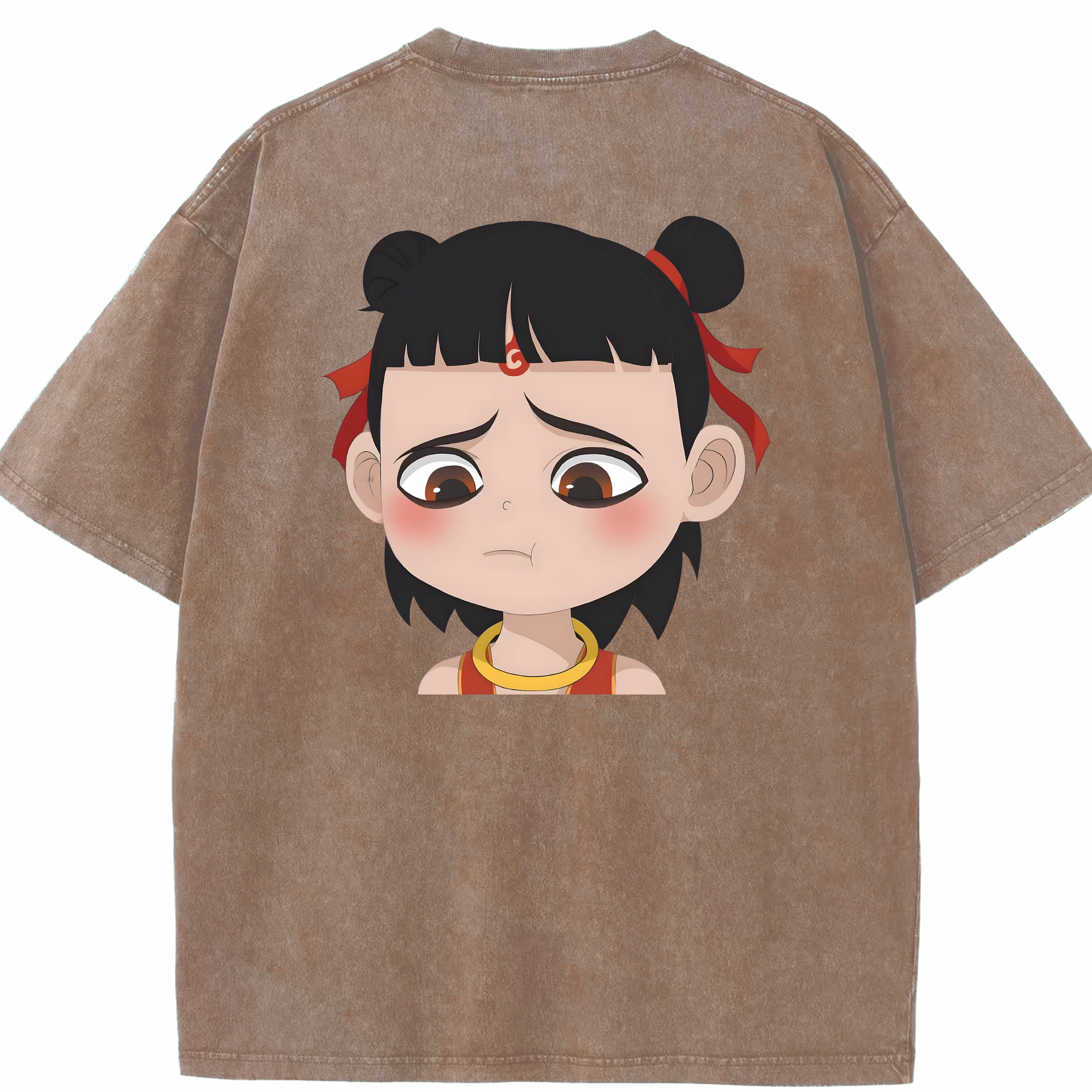 （画像用） Ne Zha 2 ナタ 魔童の大暴れ 綿100% ヴィンテージ風 半袖Tシャツ（背面プリント）
