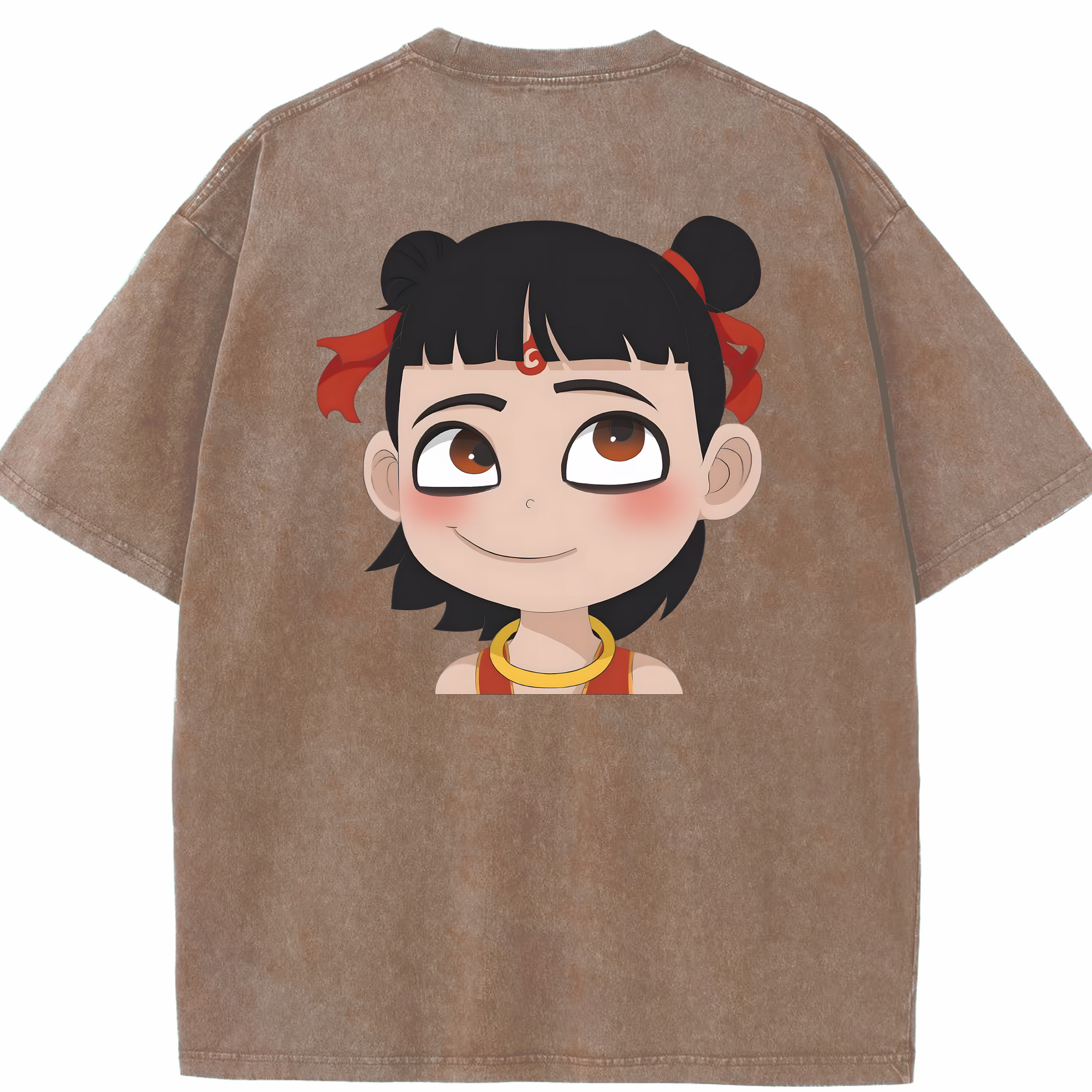 （画像用） Ne Zha 2 ナタ 魔童の大暴れ 綿100% ヴィンテージ風 半袖Tシャツ（背面プリント）