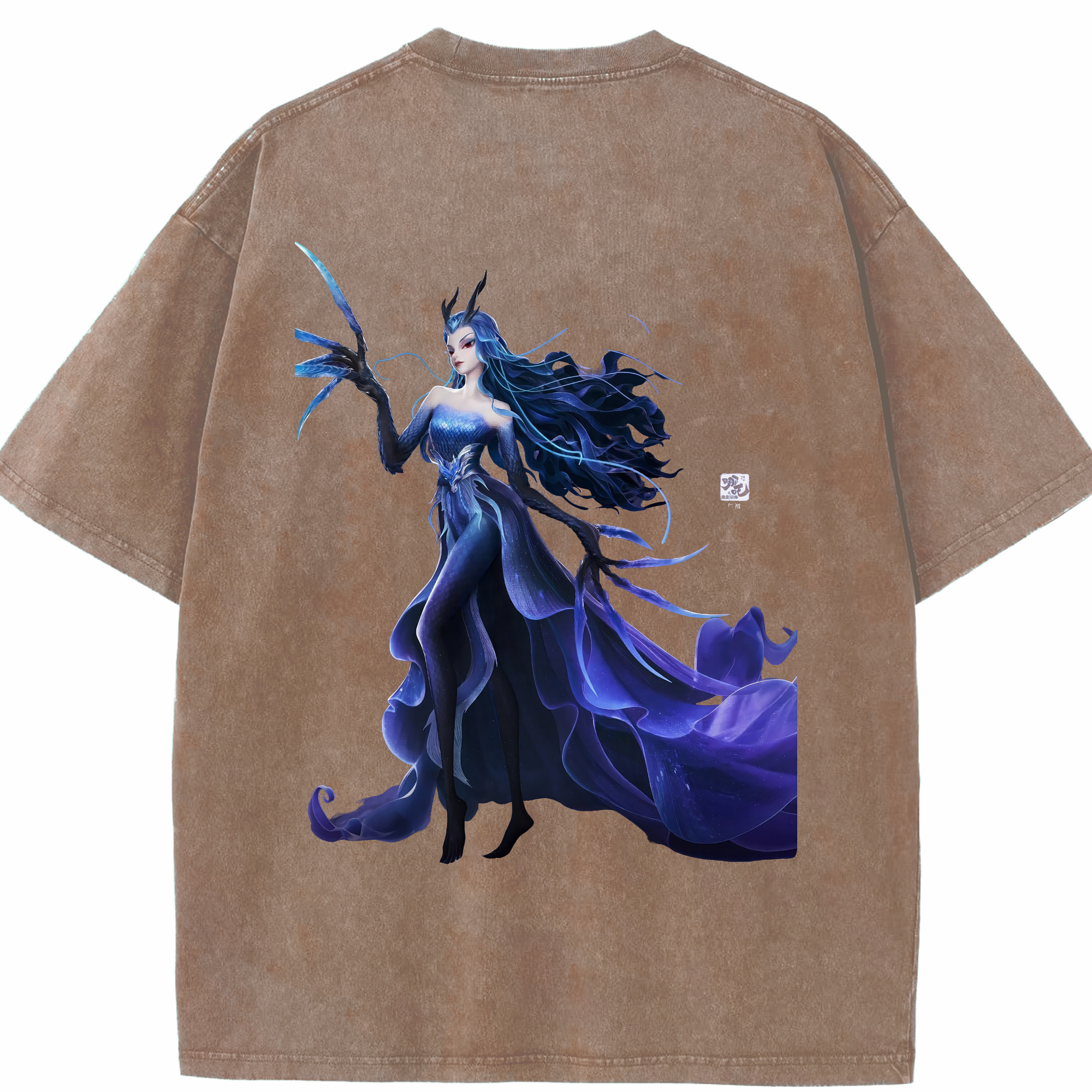 （画像用） Ne Zha 2 ナタ 魔童の大暴れ 綿100% ヴィンテージ風 半袖Tシャツ（背面プリント）