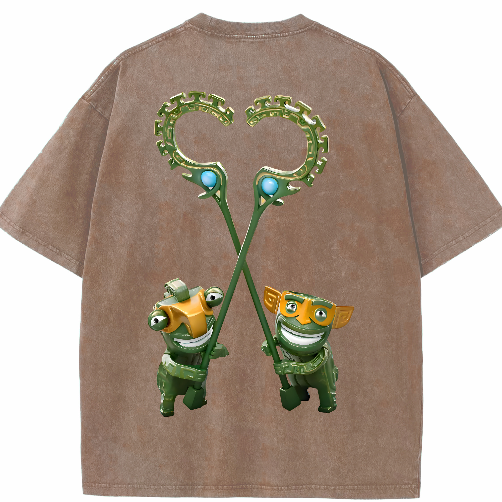 （画像用） Ne Zha 2 ナタ 魔童の大暴れ 綿100% ヴィンテージ風 半袖Tシャツ（背面プリント）