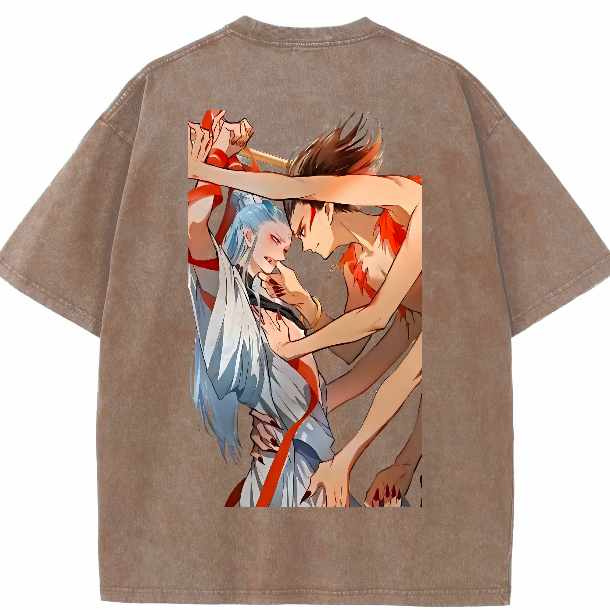 （画像用） Ne Zha 2 ナタ 魔童の大暴れ 綿100% ヴィンテージ風 半袖Tシャツ（背面プリント）