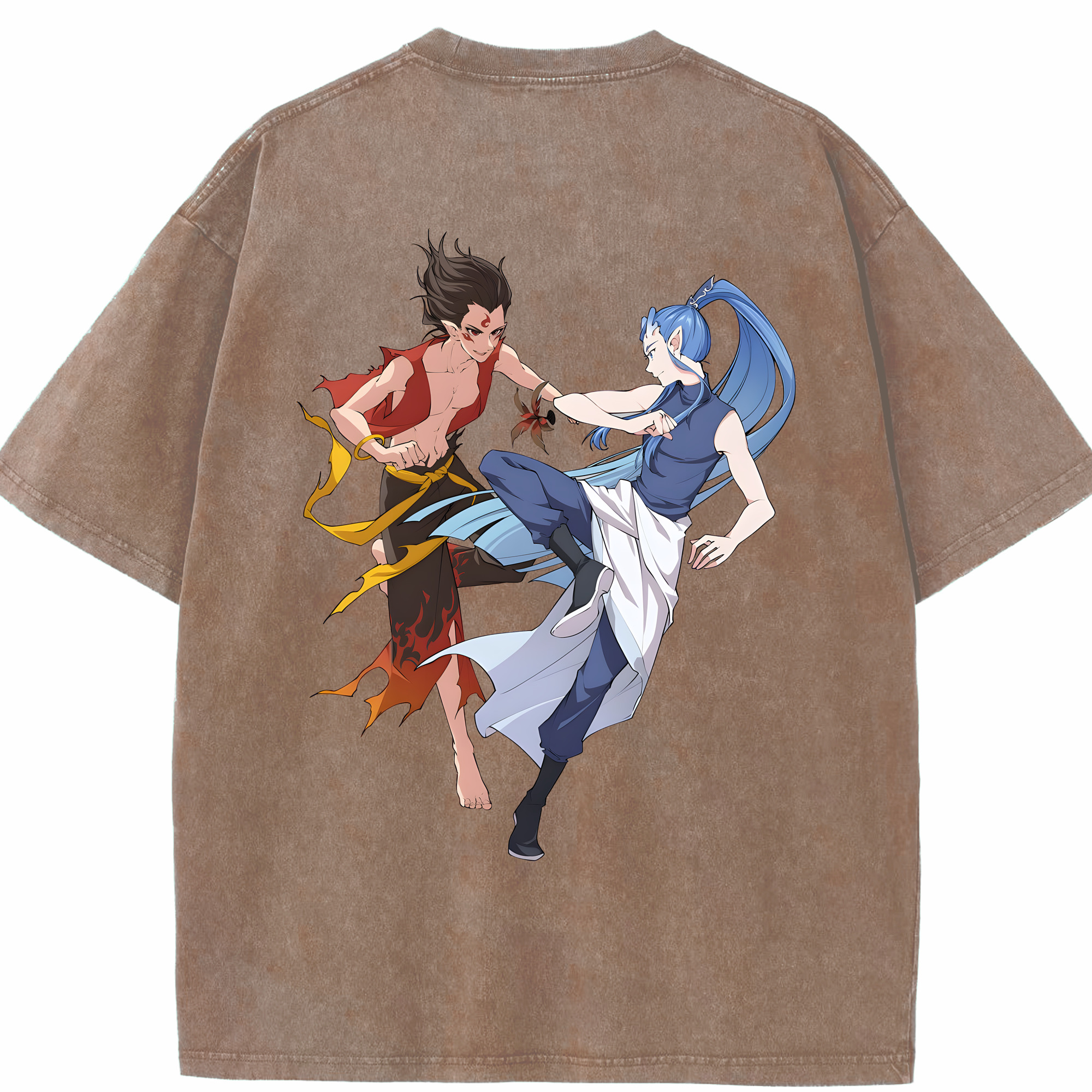 （画像用） Ne Zha 2 ナタ 魔童の大暴れ 綿100% ヴィンテージ風 半袖Tシャツ（背面プリント）