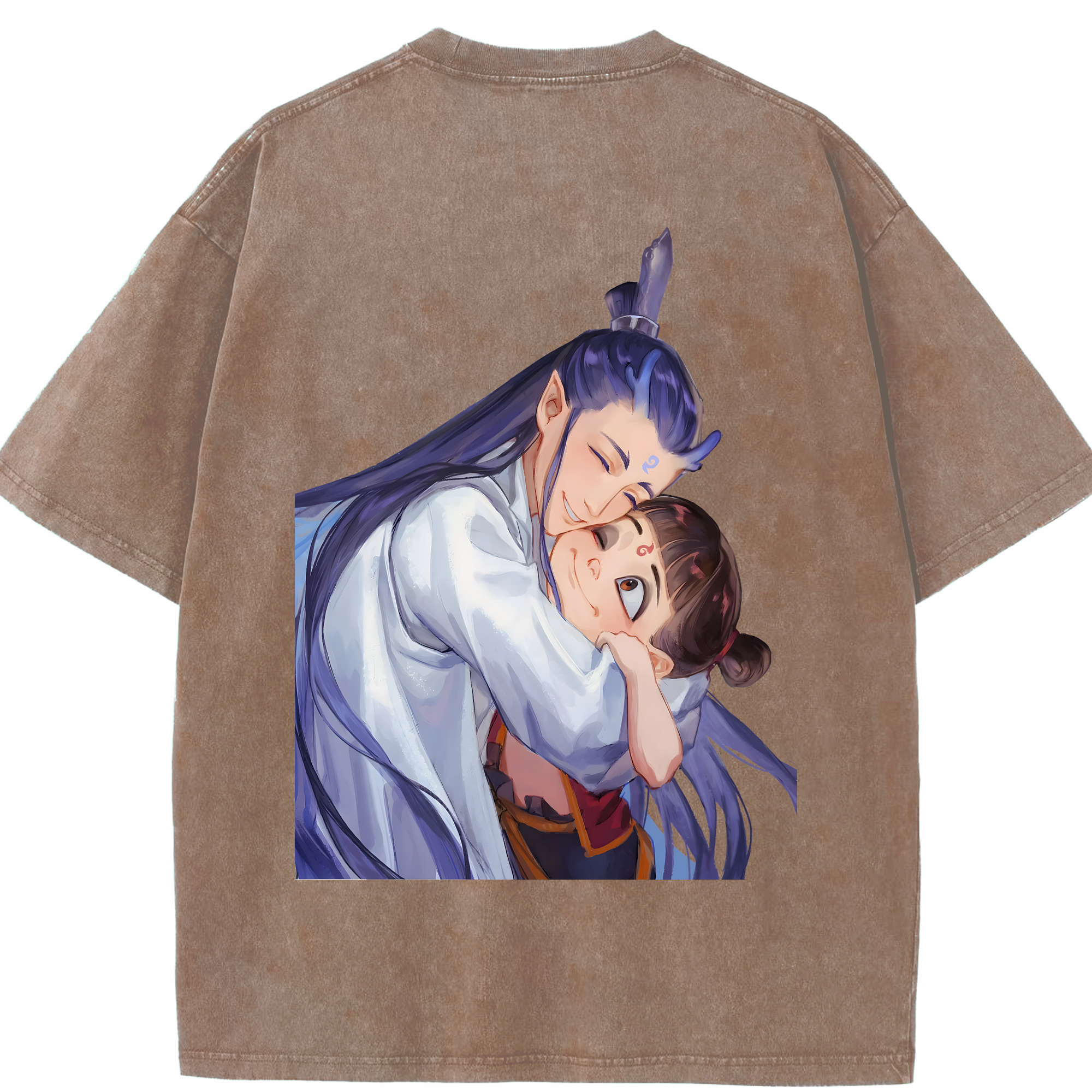 （画像用） Ne Zha 2 ナタ 魔童の大暴れ 綿100% ヴィンテージ風 半袖Tシャツ（背面プリント）