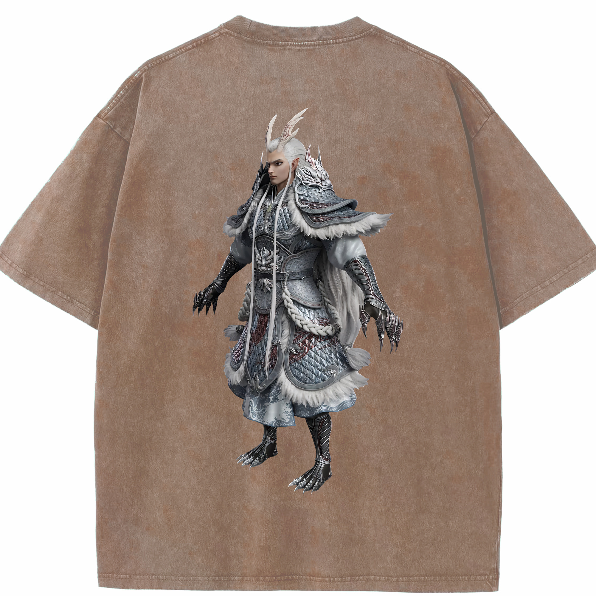 （画像用） Ne Zha 2 ナタ 魔童の大暴れ 綿100% ヴィンテージ風 半袖Tシャツ（背面プリント）