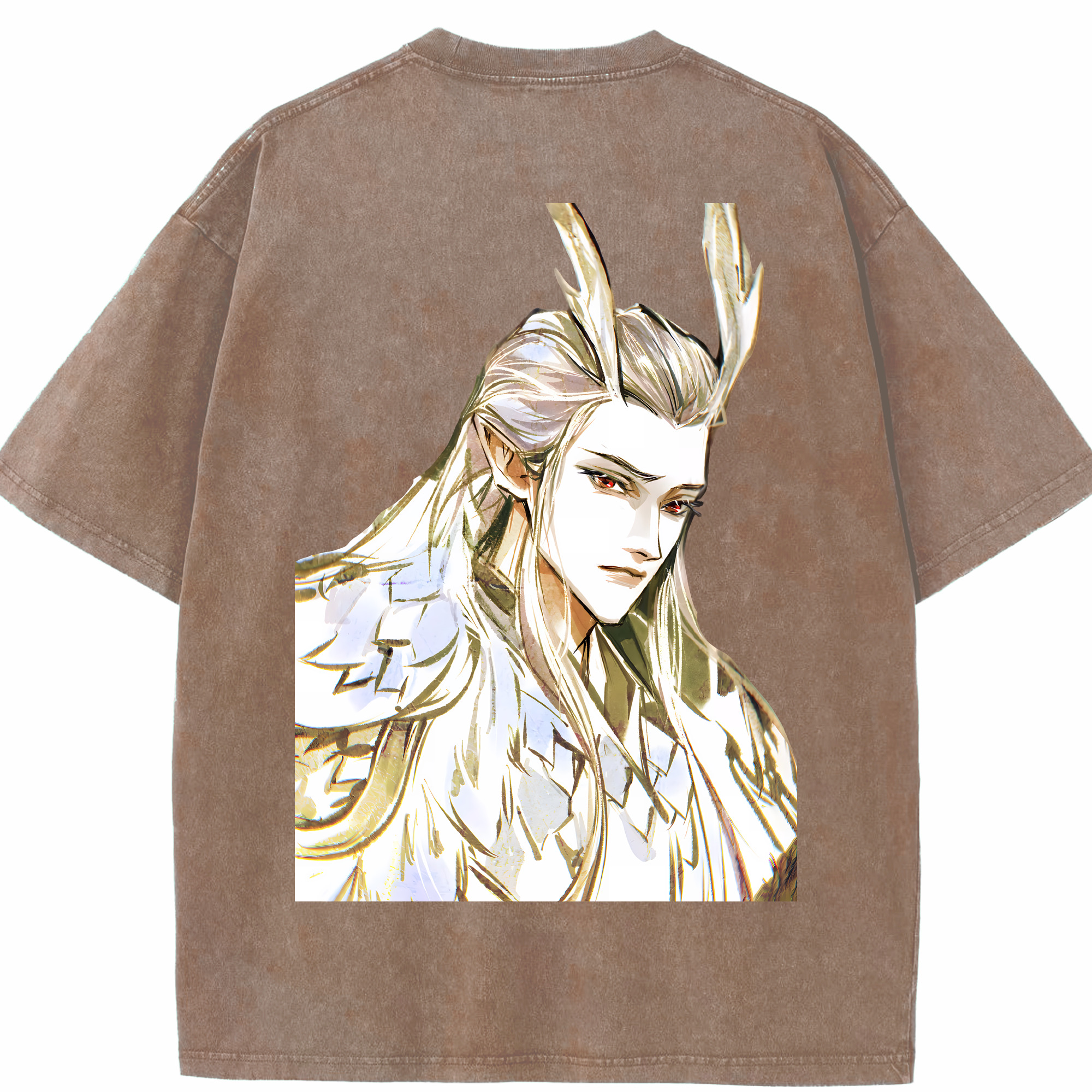 （画像用） Ne Zha 2 ナタ 魔童の大暴れ 綿100% ヴィンテージ風 半袖Tシャツ（背面プリント）