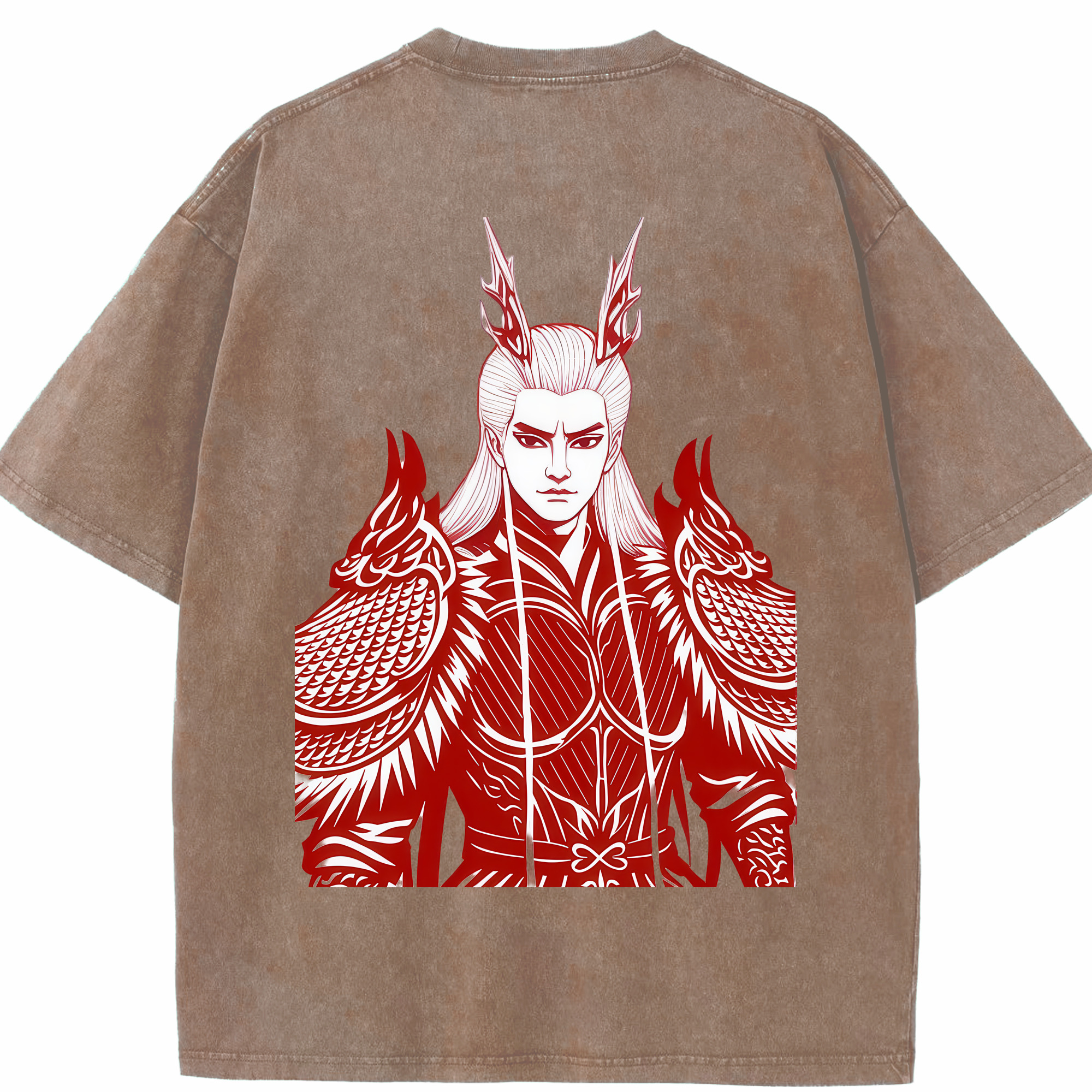 （画像用） Ne Zha 2 ナタ 魔童の大暴れ 綿100% ヴィンテージ風 半袖Tシャツ（背面プリント）