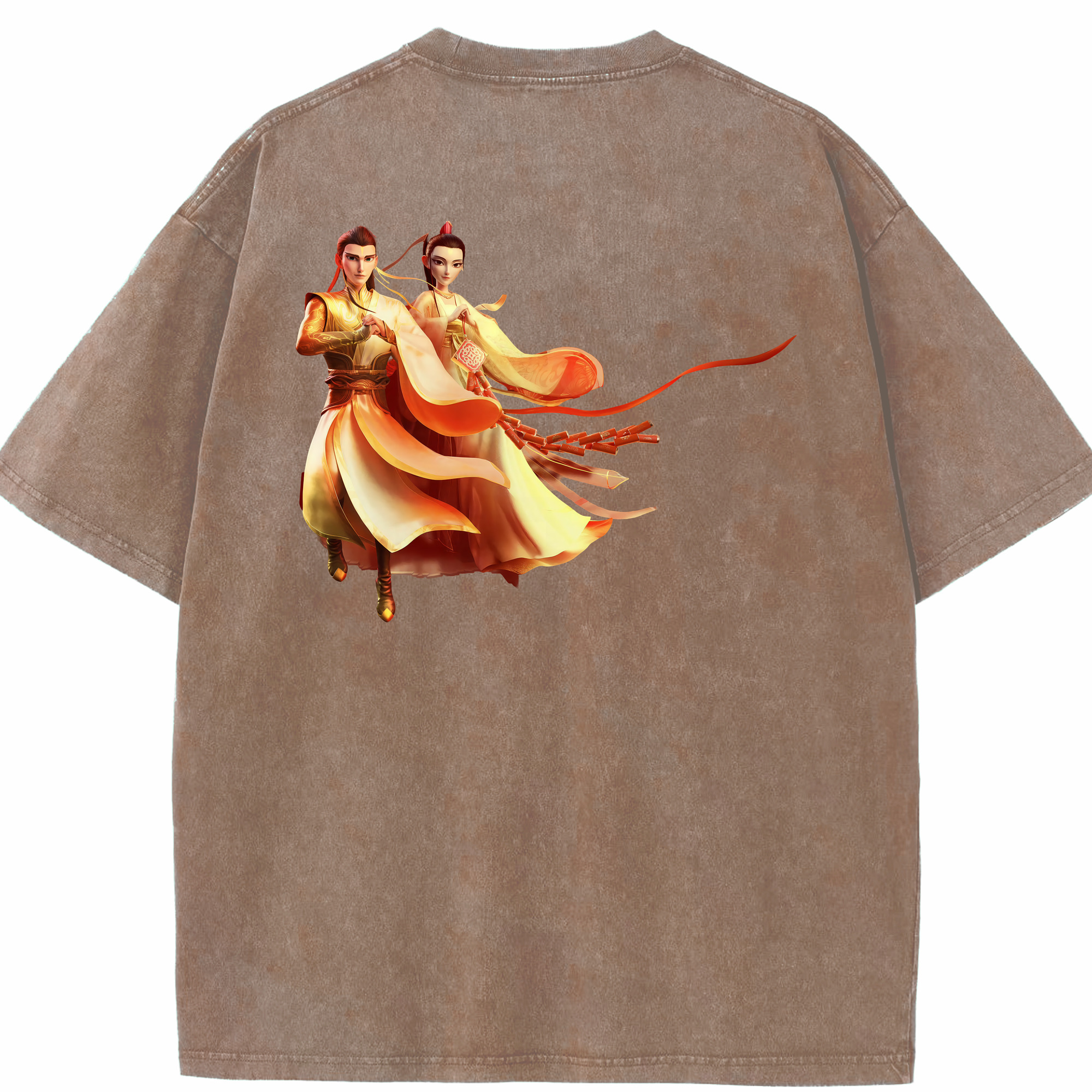 （画像用） Ne Zha 2 ナタ 魔童の大暴れ 綿100% ヴィンテージ風 半袖Tシャツ（背面プリント）