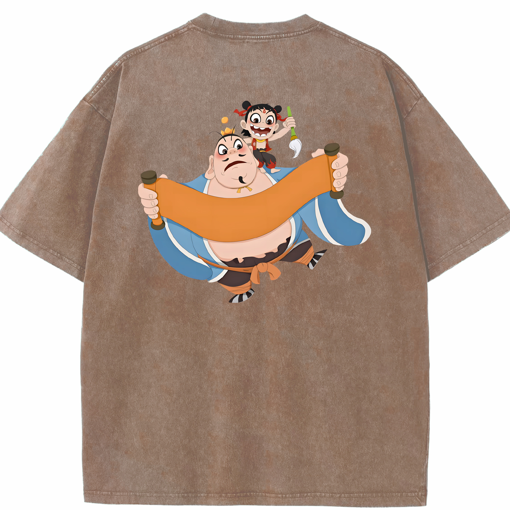 （画像用） Ne Zha 2 ナタ 魔童の大暴れ 綿100% ヴィンテージ風 半袖Tシャツ（背面プリント）