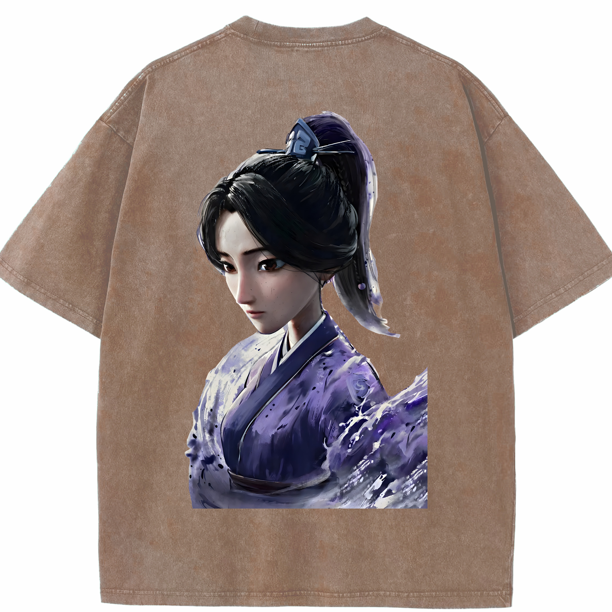 （画像用） Ne Zha 2 ナタ 魔童の大暴れ 綿100% ヴィンテージ風 半袖Tシャツ（背面プリント）