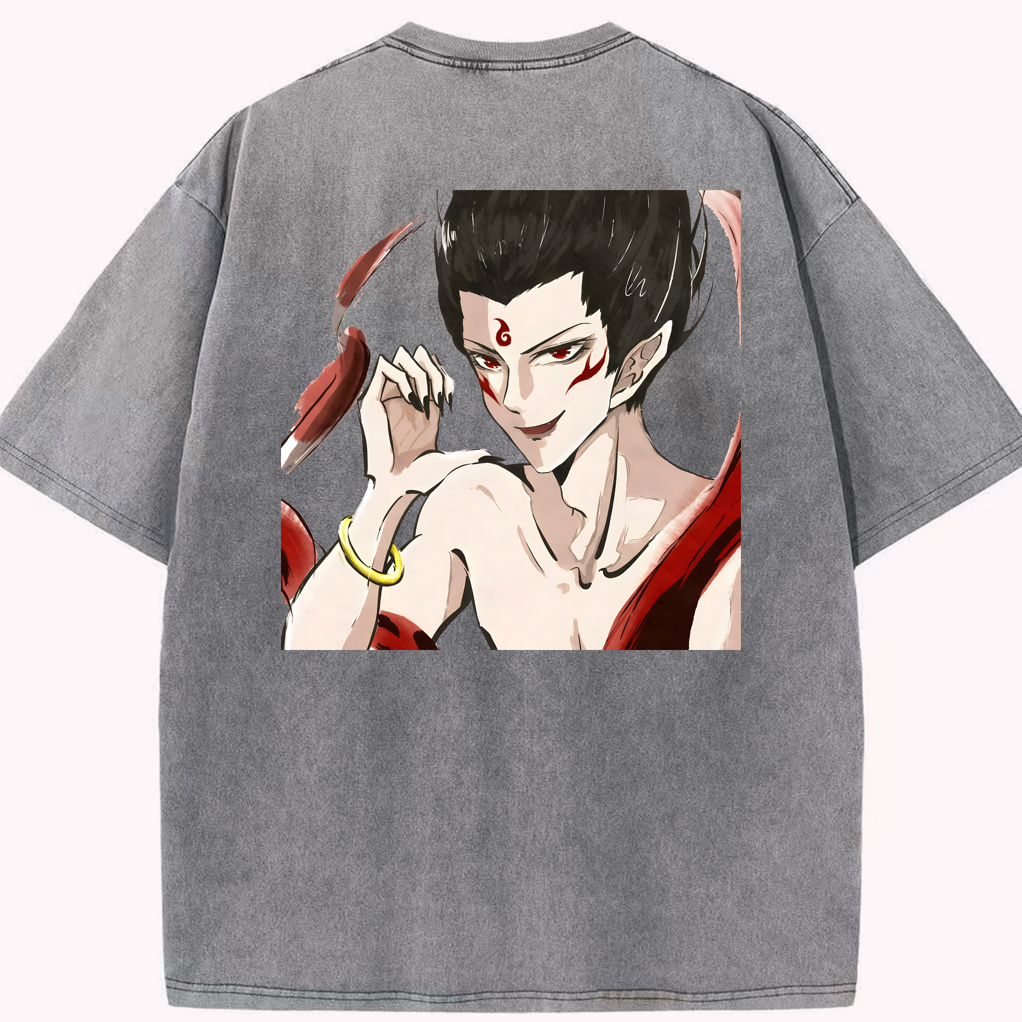 （画像用） Ne Zha 2 ナタ 魔童の大暴れ 綿100% ヴィンテージ風 半袖Tシャツ（背面プリント）