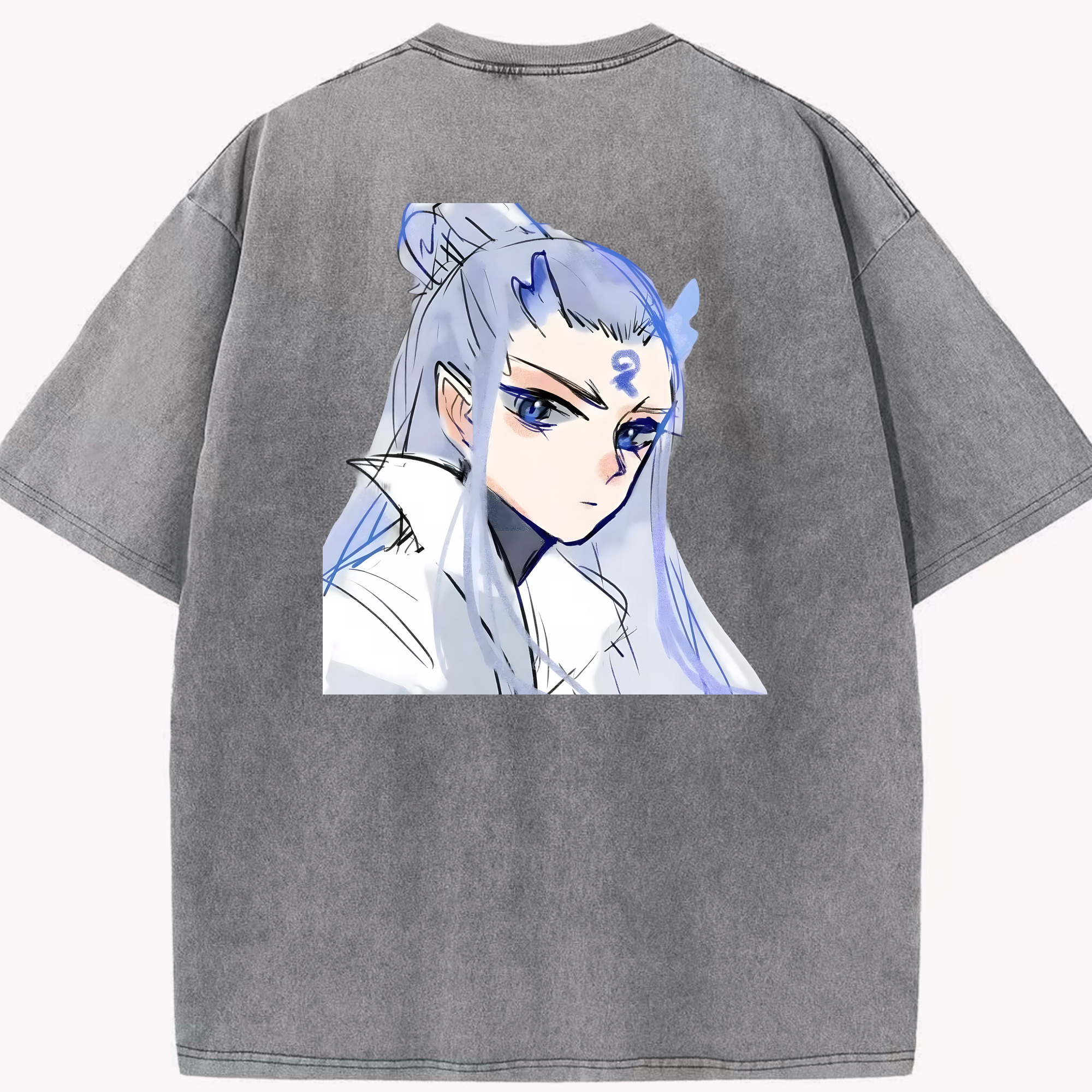 （画像用） Ne Zha 2 ナタ 魔童の大暴れ 綿100% ヴィンテージ風 半袖Tシャツ（背面プリント）