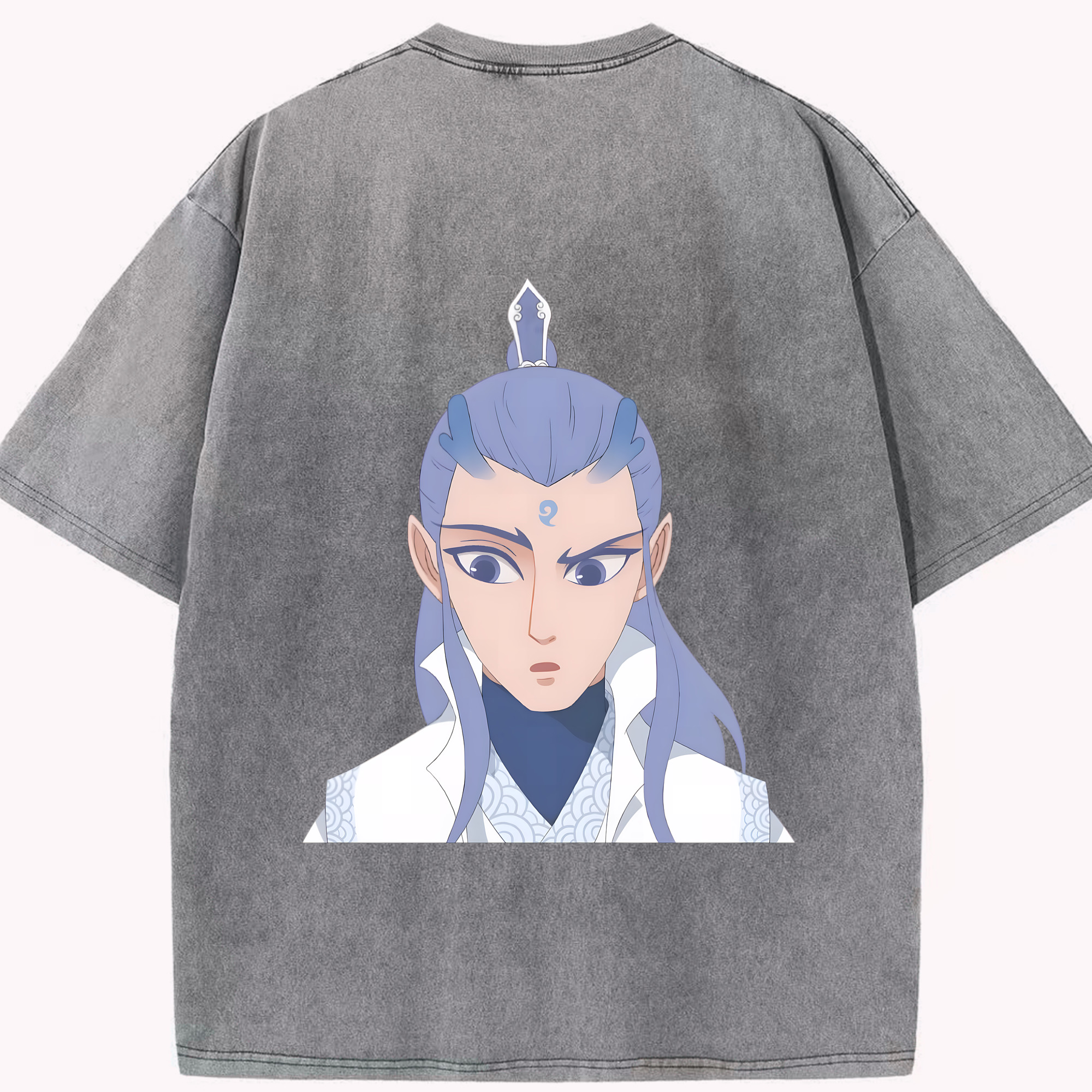（画像用） Ne Zha 2 ナタ 魔童の大暴れ 綿100% ヴィンテージ風 半袖Tシャツ（背面プリント）