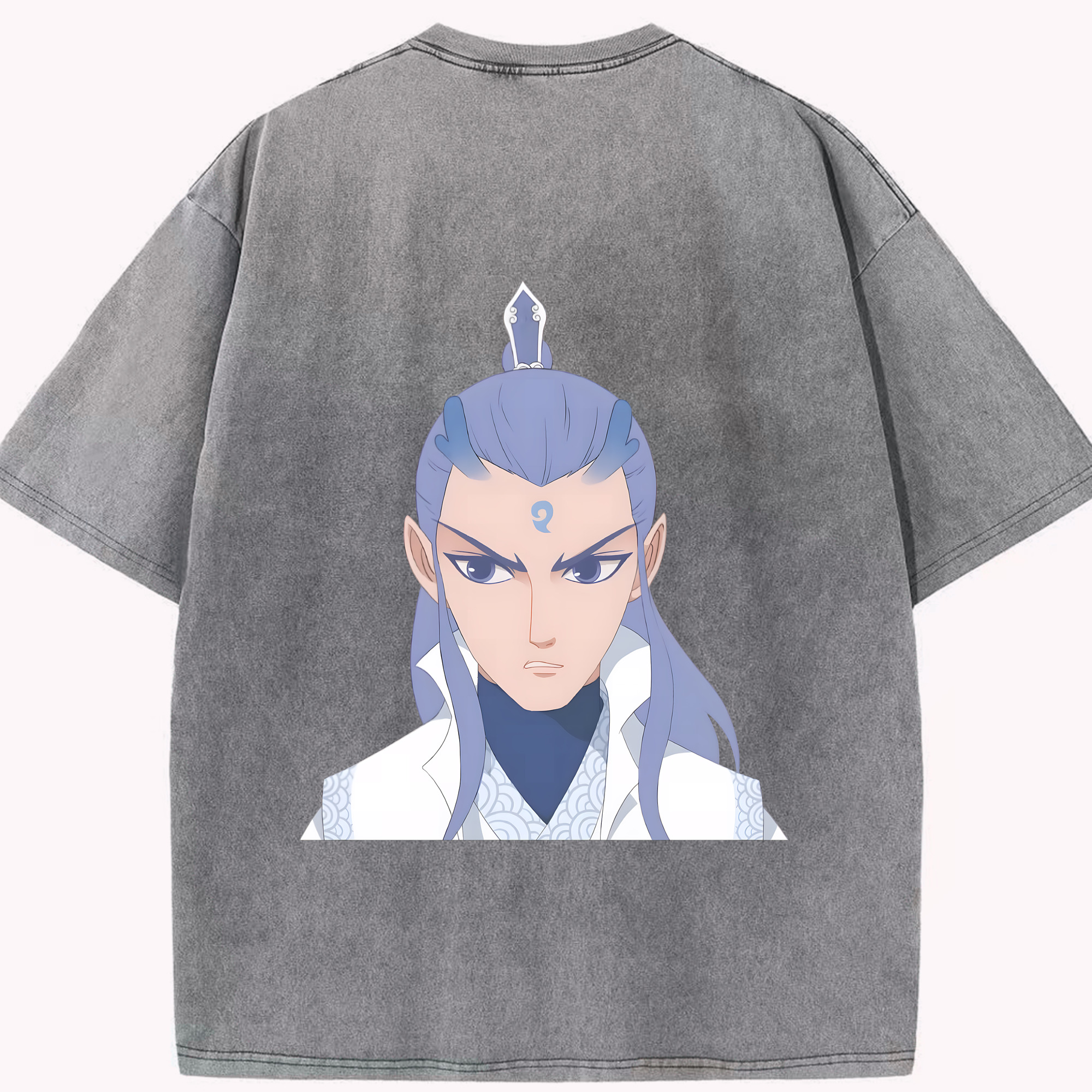 （画像用） Ne Zha 2 ナタ 魔童の大暴れ 綿100% ヴィンテージ風 半袖Tシャツ（背面プリント）
