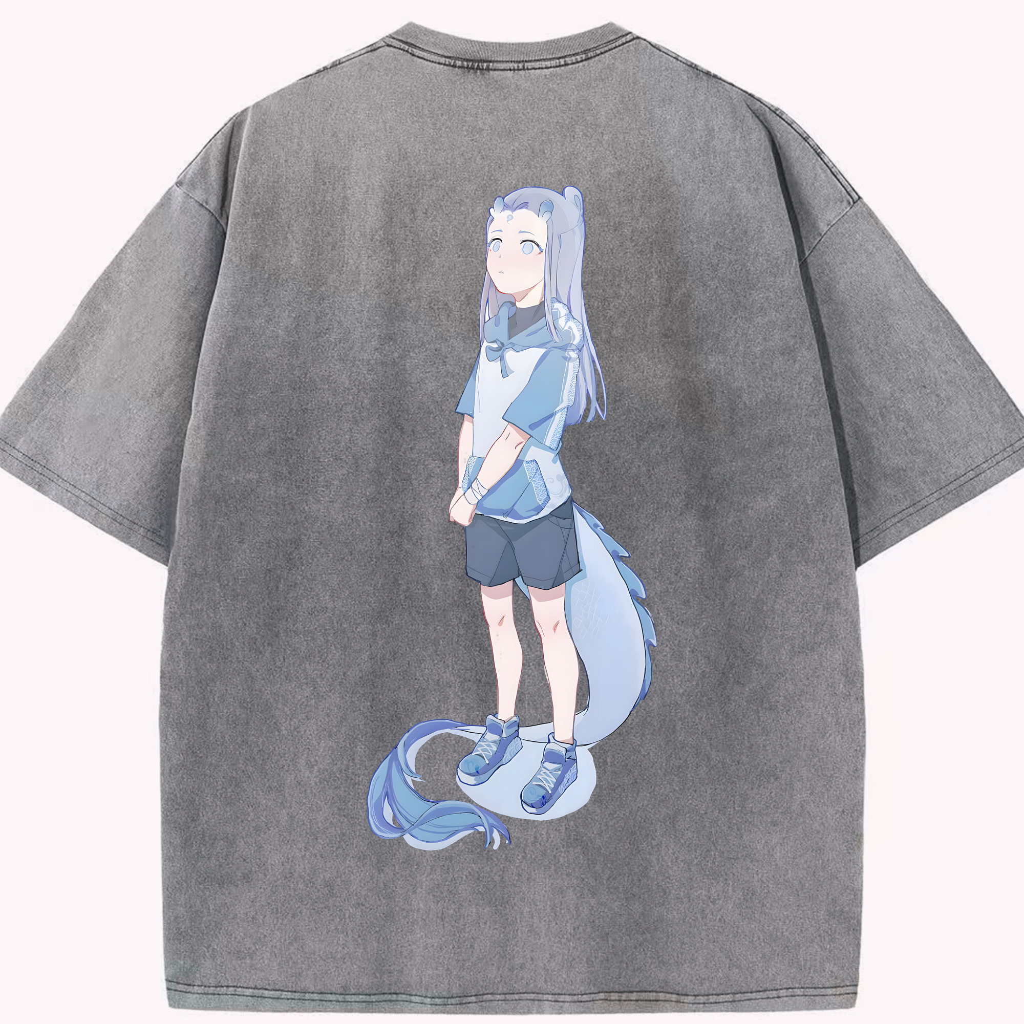 （画像用） Ne Zha 2 ナタ 魔童の大暴れ 綿100% ヴィンテージ風 半袖Tシャツ（背面プリント）