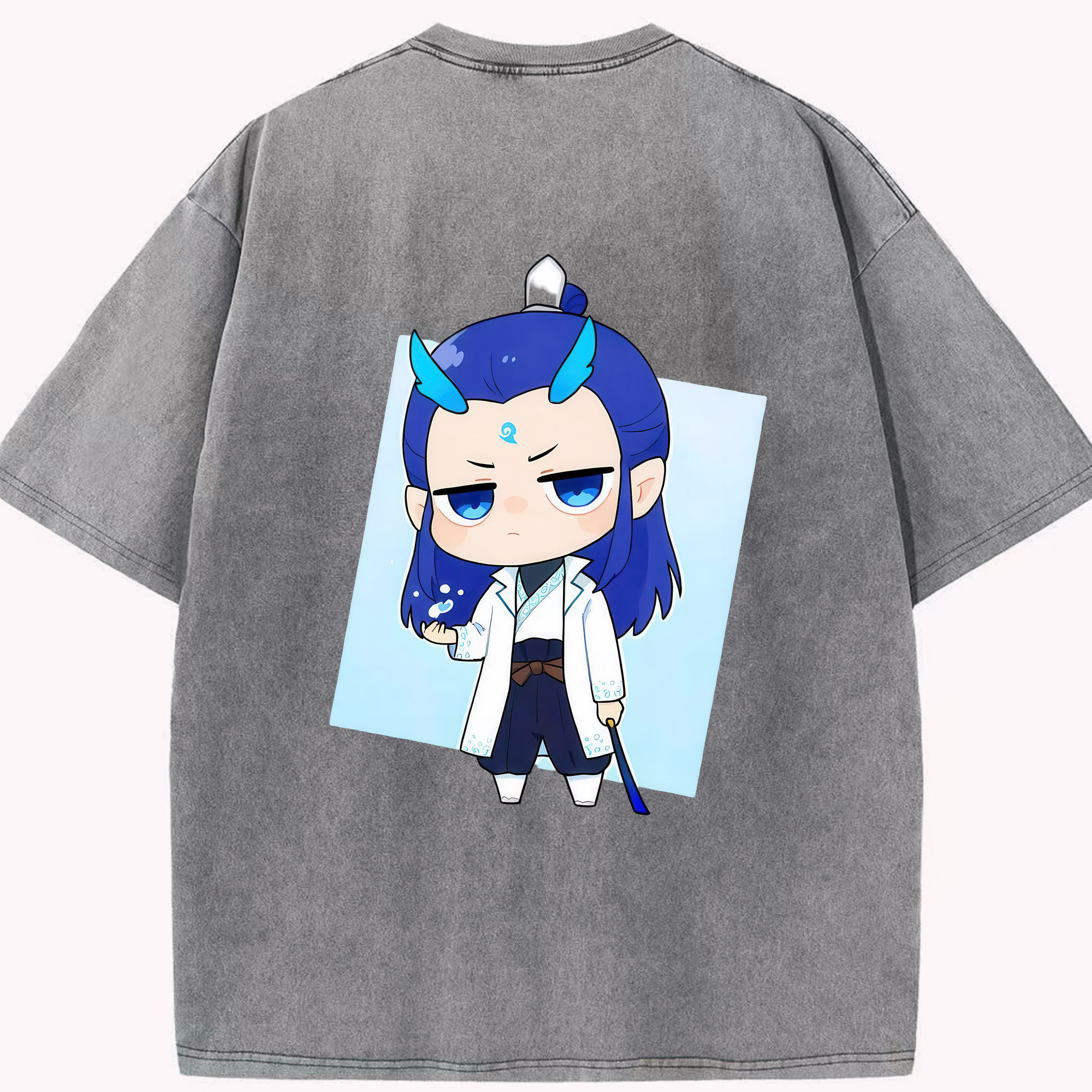 （画像用） Ne Zha 2 ナタ 魔童の大暴れ 綿100% ヴィンテージ風 半袖Tシャツ（背面プリント）