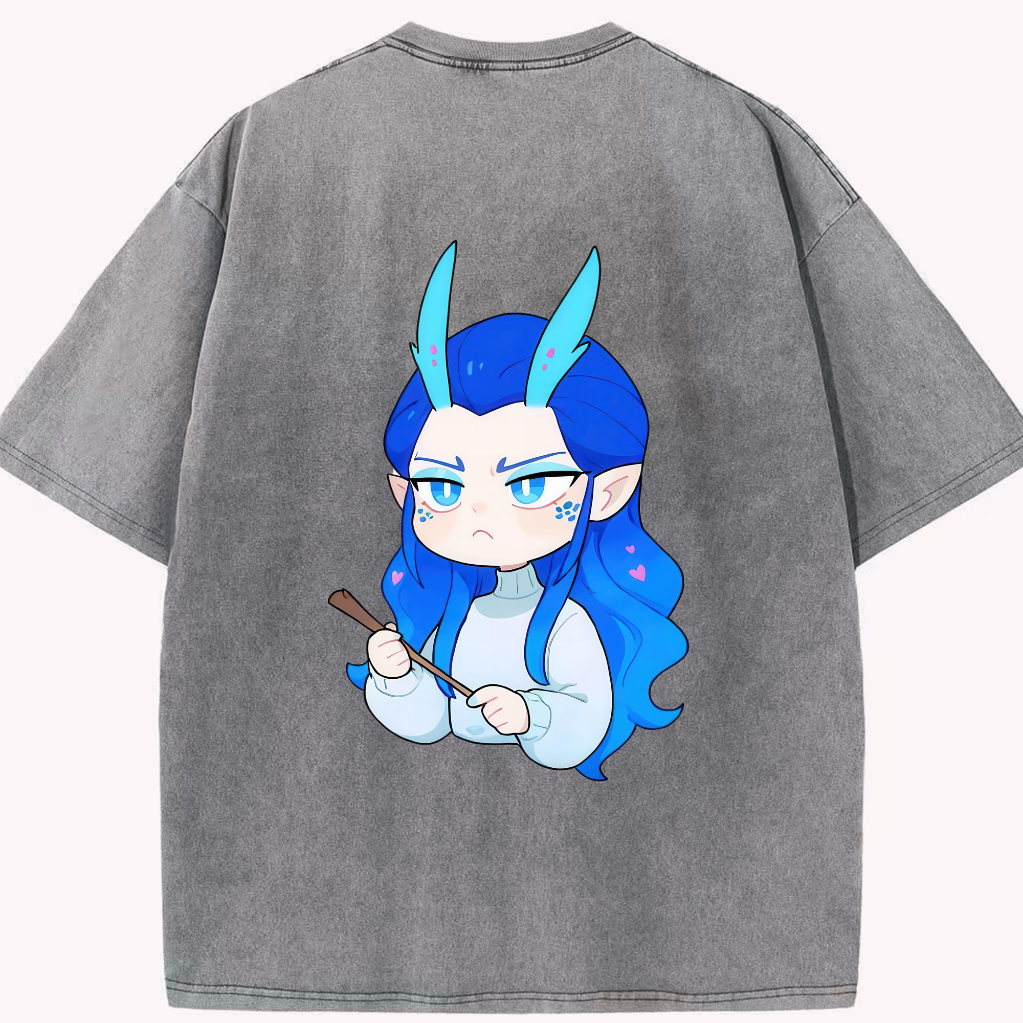 （画像用） Ne Zha 2 ナタ 魔童の大暴れ 綿100% ヴィンテージ風 半袖Tシャツ（背面プリント）