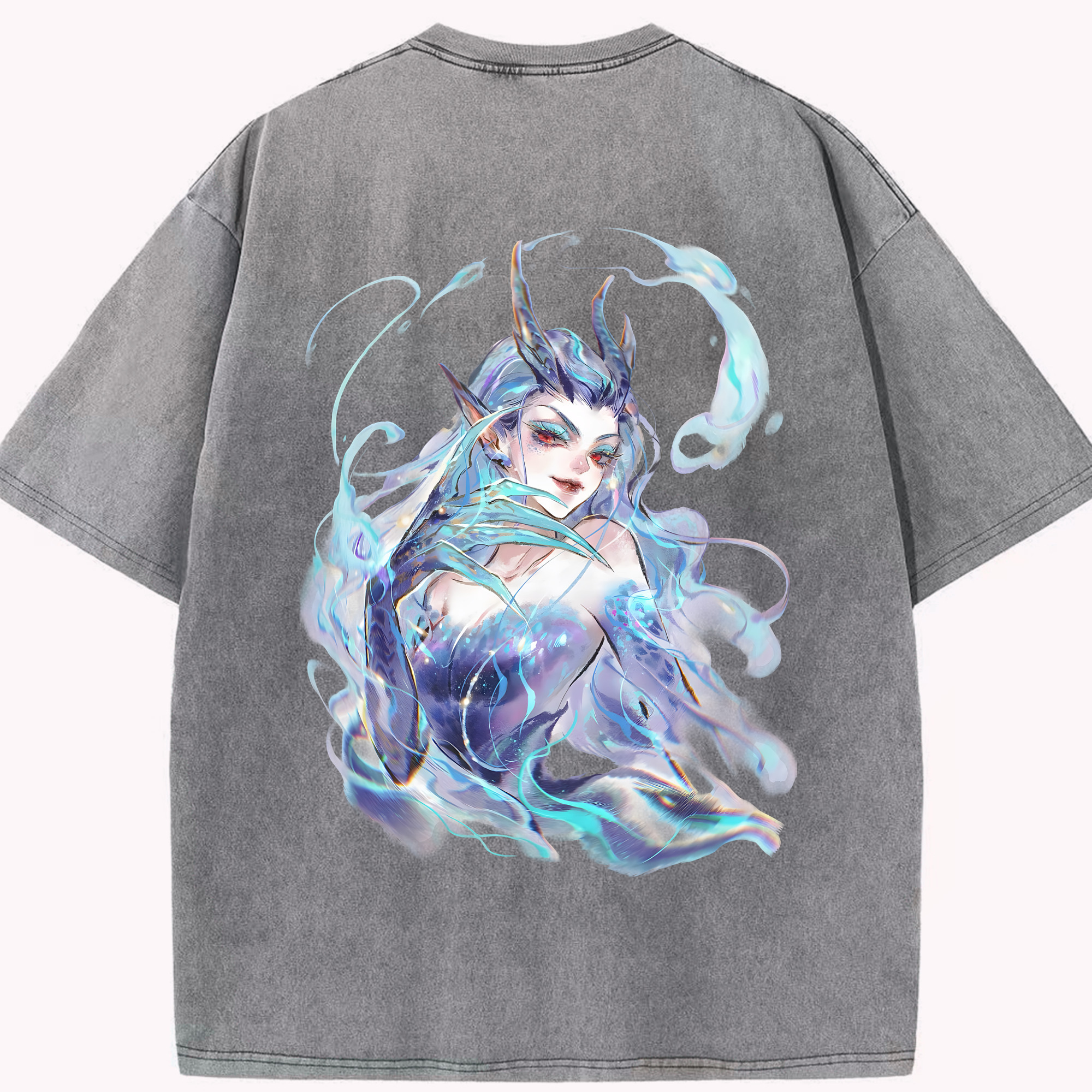 （画像用） Ne Zha 2 ナタ 魔童の大暴れ 綿100% ヴィンテージ風 半袖Tシャツ（背面プリント）