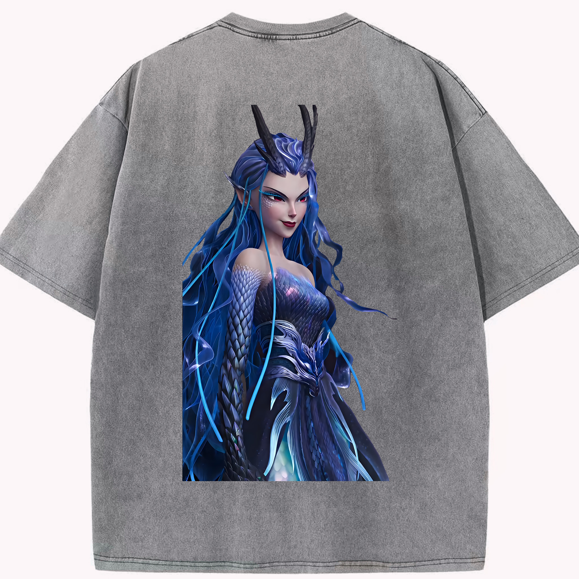 （画像用） Ne Zha 2 ナタ 魔童の大暴れ 綿100% ヴィンテージ風 半袖Tシャツ（背面プリント）