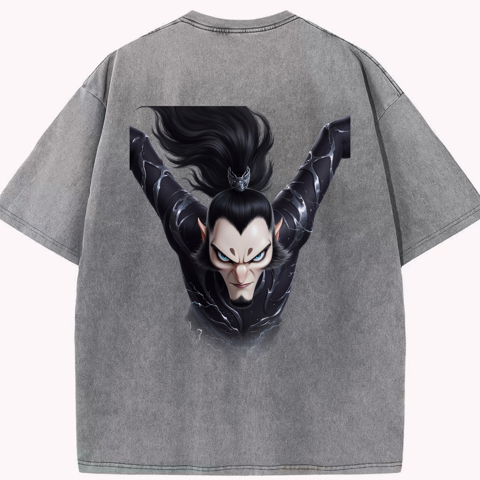 （画像用） Ne Zha 2 ナタ 魔童の大暴れ 綿100% ヴィンテージ風 半袖Tシャツ（背面プリント）