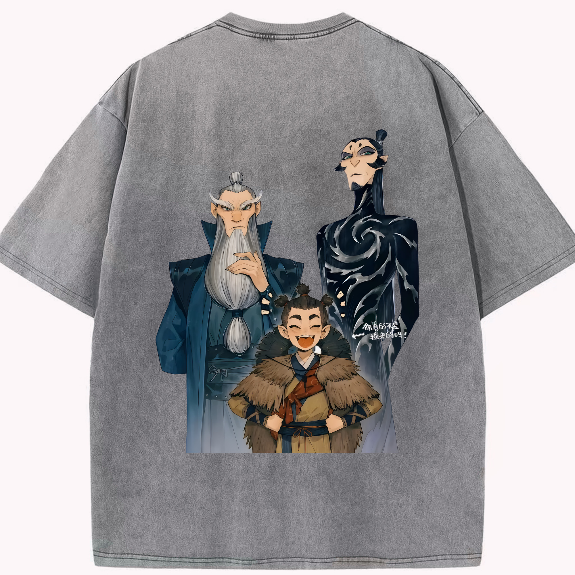 （画像用） Ne Zha 2 ナタ 魔童の大暴れ 綿100% ヴィンテージ風 半袖Tシャツ（背面プリント）