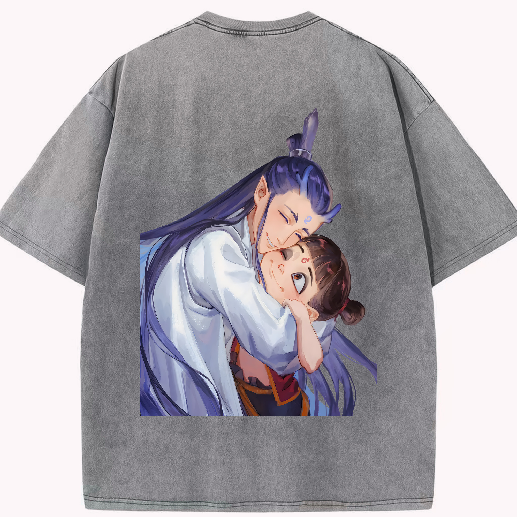 （画像用） Ne Zha 2 ナタ 魔童の大暴れ 綿100% ヴィンテージ風 半袖Tシャツ（背面プリント）