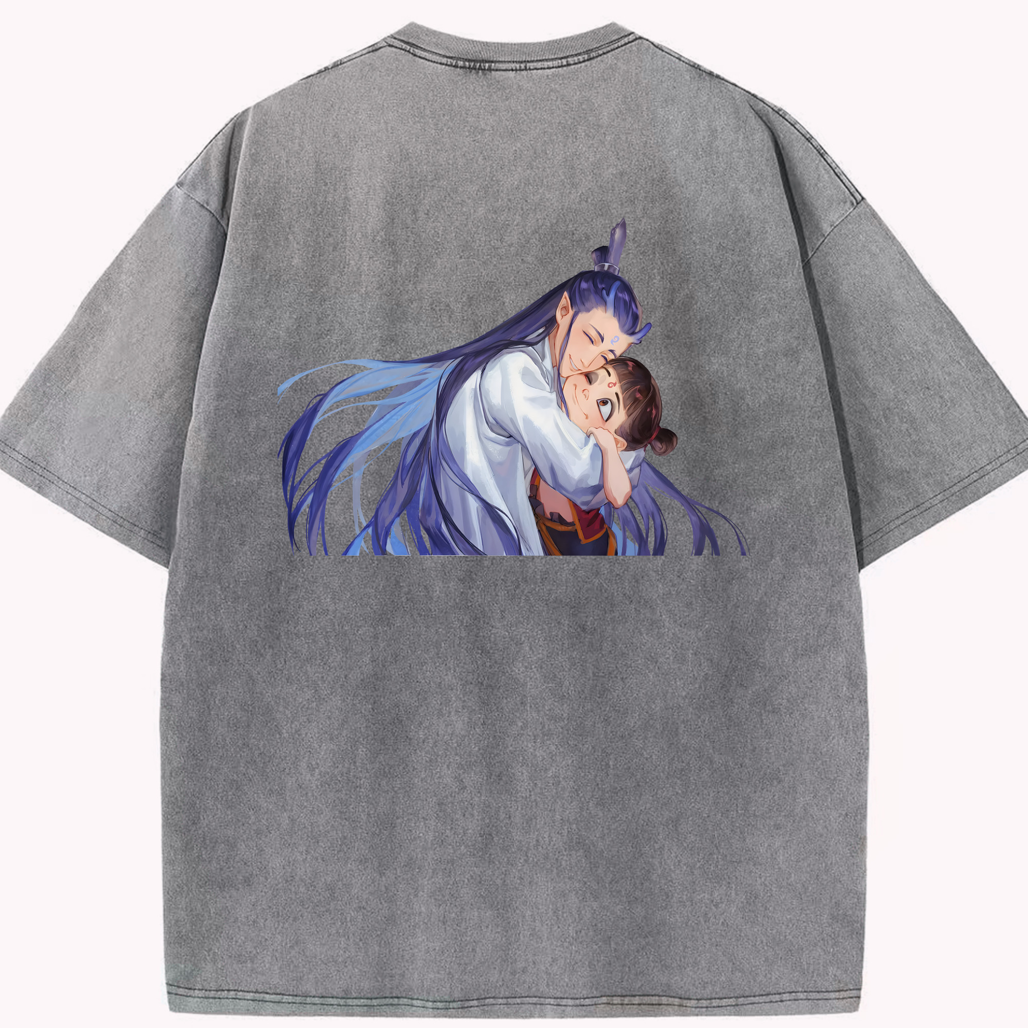 （画像用） Ne Zha 2 ナタ 魔童の大暴れ 綿100% ヴィンテージ風 半袖Tシャツ（背面プリント）