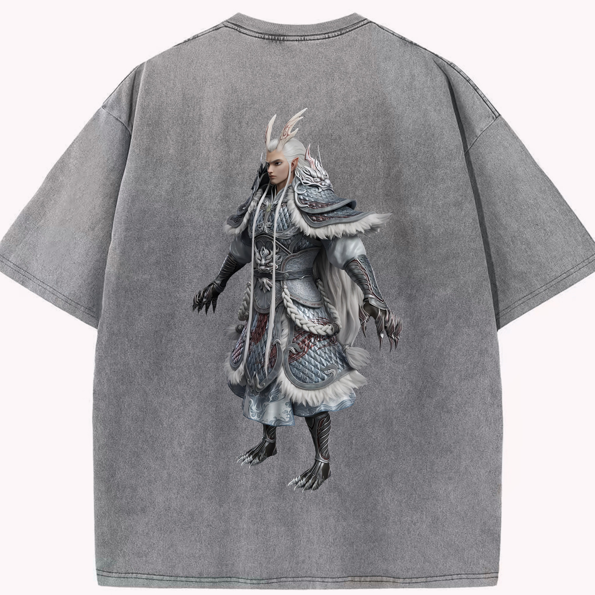 （画像用） Ne Zha 2 ナタ 魔童の大暴れ 綿100% ヴィンテージ風 半袖Tシャツ（背面プリント）