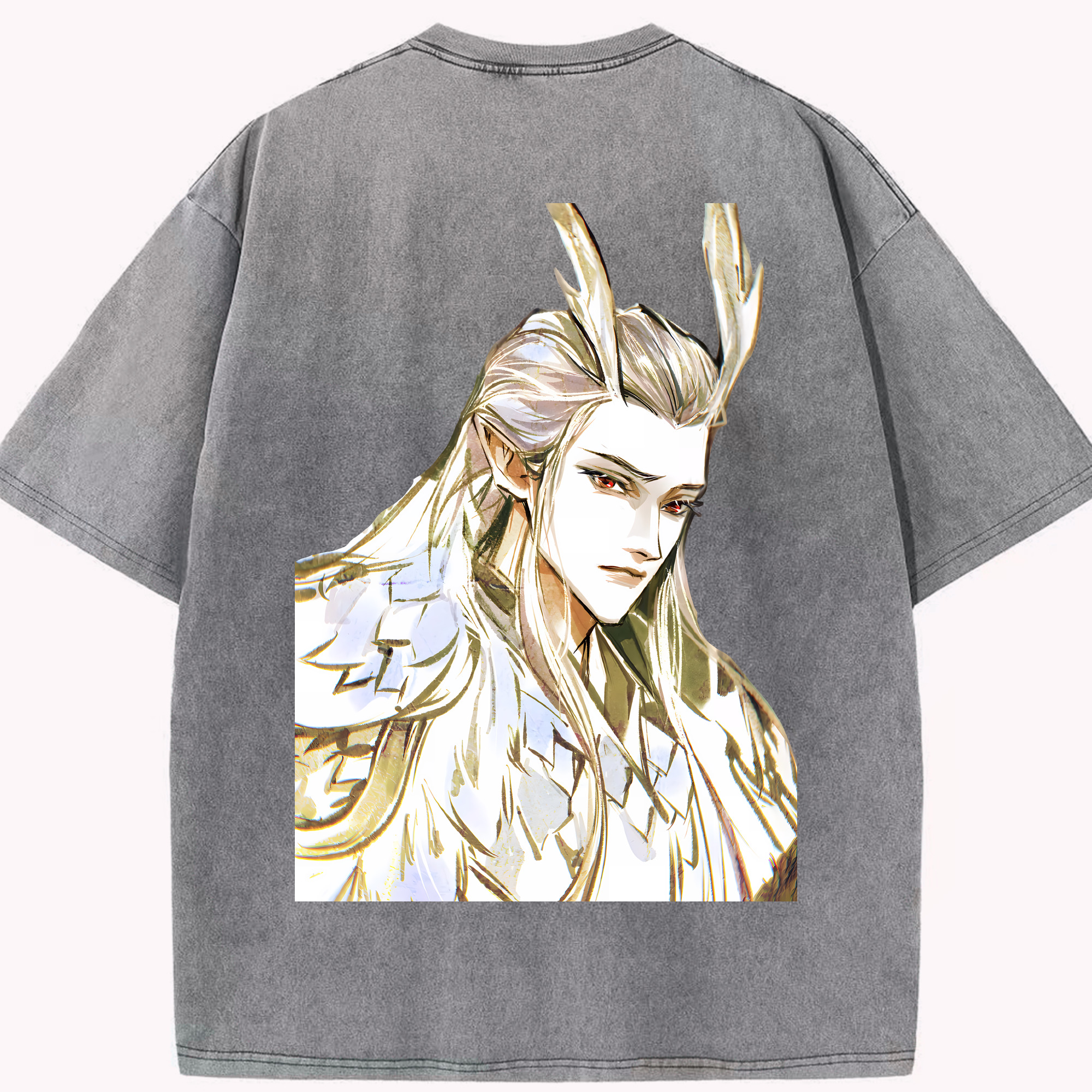 （画像用） Ne Zha 2 ナタ 魔童の大暴れ 綿100% ヴィンテージ風 半袖Tシャツ（背面プリント）