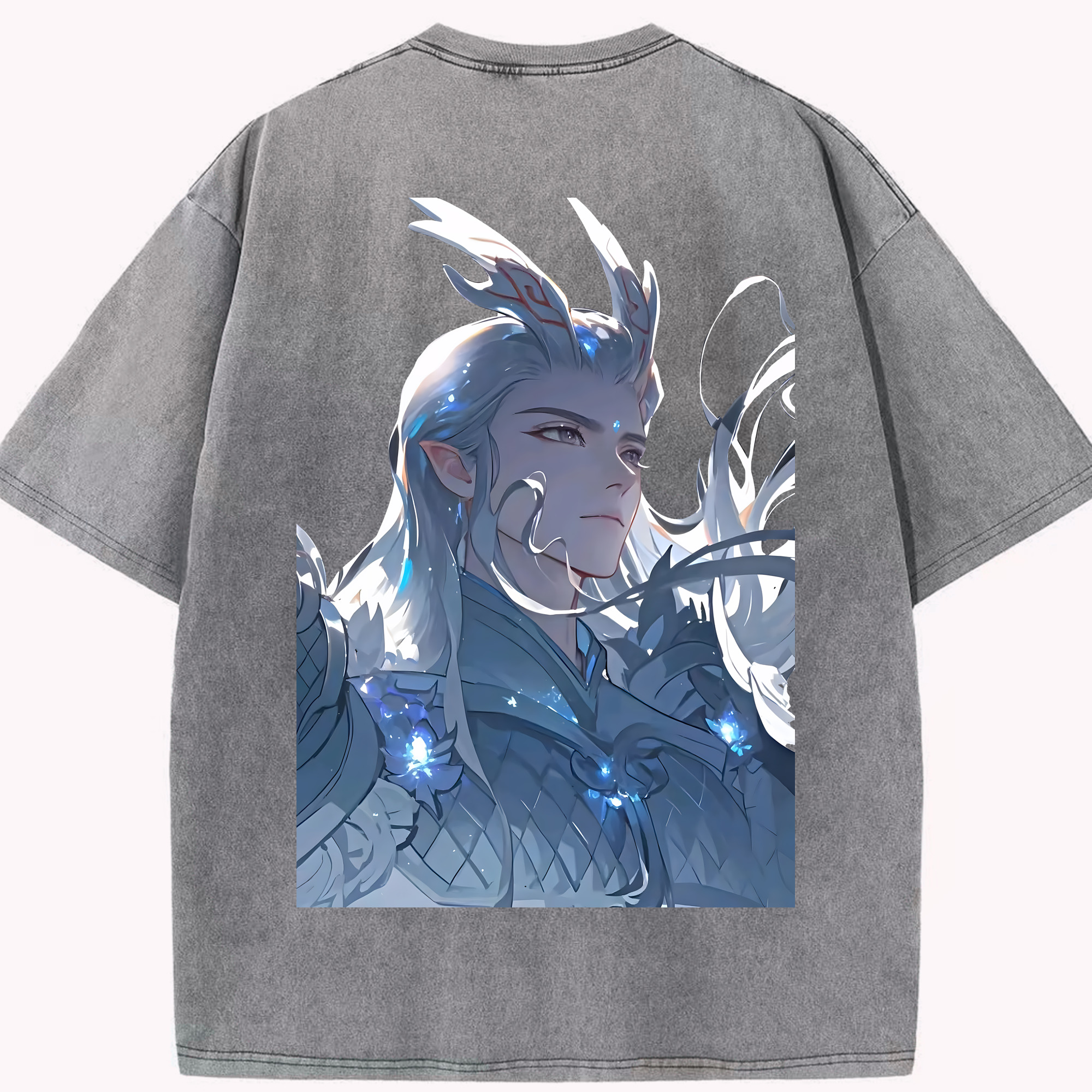 （画像用） Ne Zha 2 ナタ 魔童の大暴れ 綿100% ヴィンテージ風 半袖Tシャツ（背面プリント）