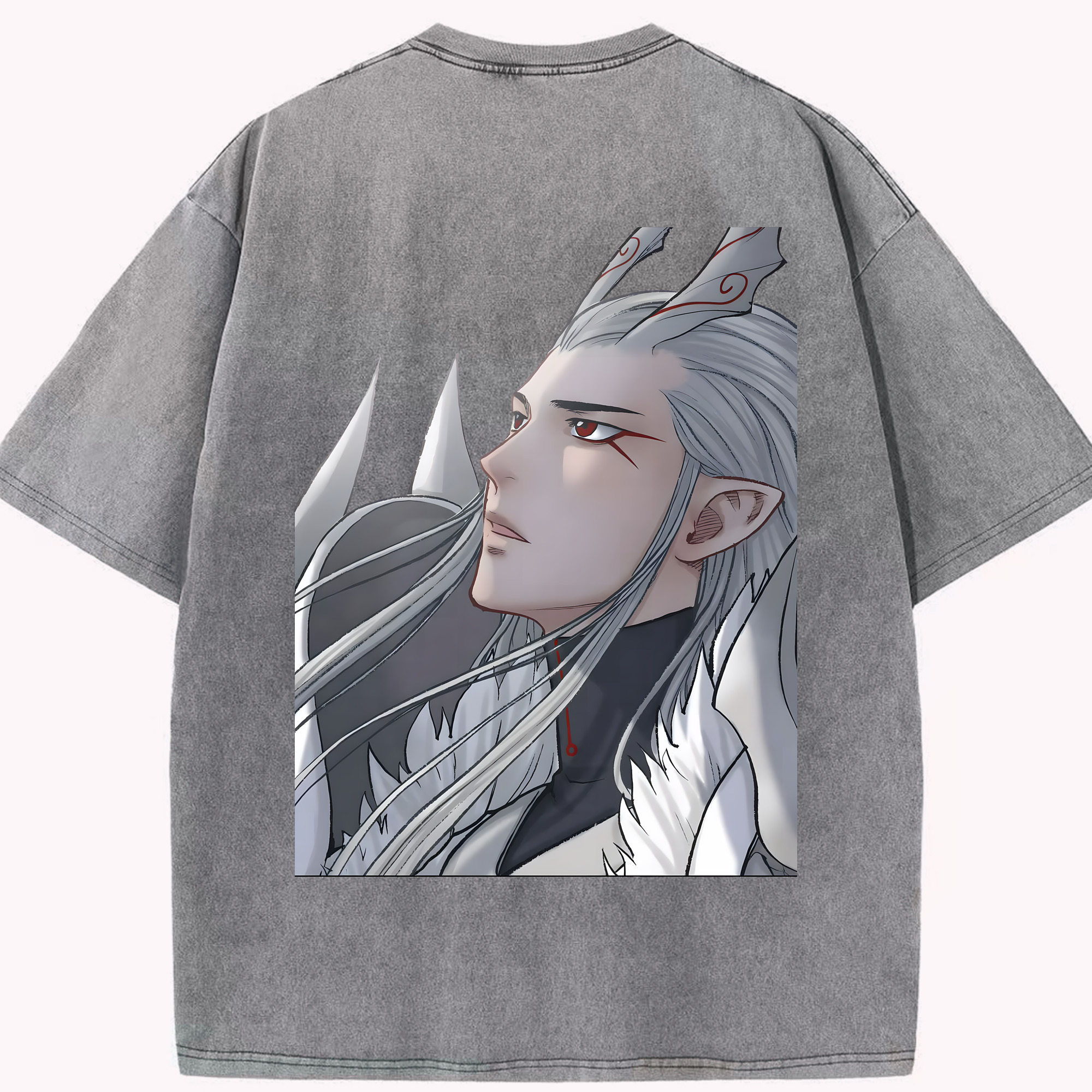 （画像用） Ne Zha 2 ナタ 魔童の大暴れ 綿100% ヴィンテージ風 半袖Tシャツ（背面プリント）