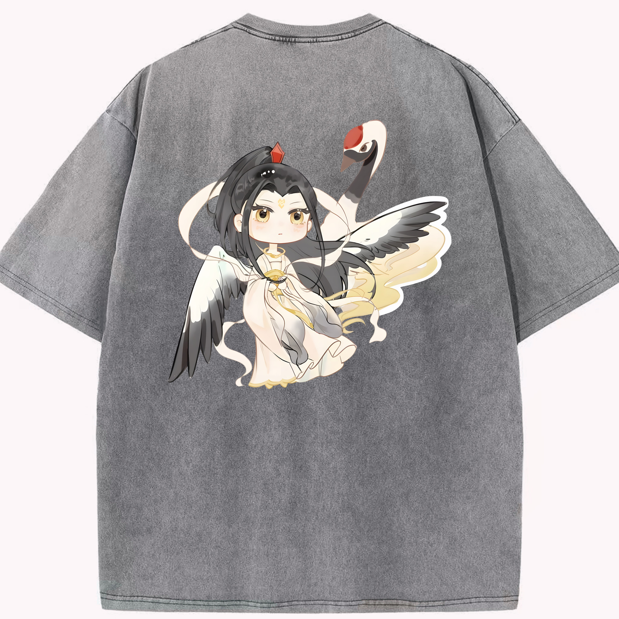 （画像用） Ne Zha 2 ナタ 魔童の大暴れ 綿100% ヴィンテージ風 半袖Tシャツ（背面プリント）