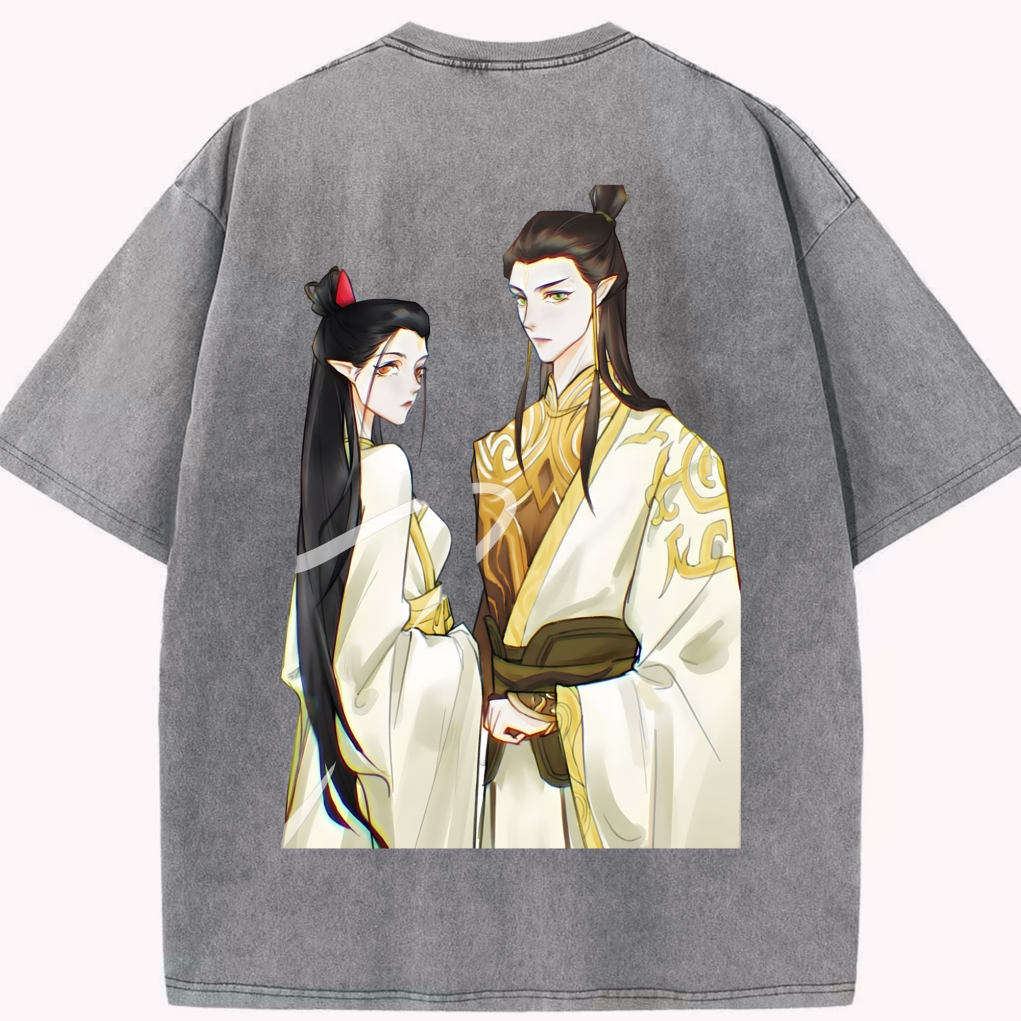 （画像用） Ne Zha 2 ナタ 魔童の大暴れ 綿100% ヴィンテージ風 半袖Tシャツ（背面プリント）