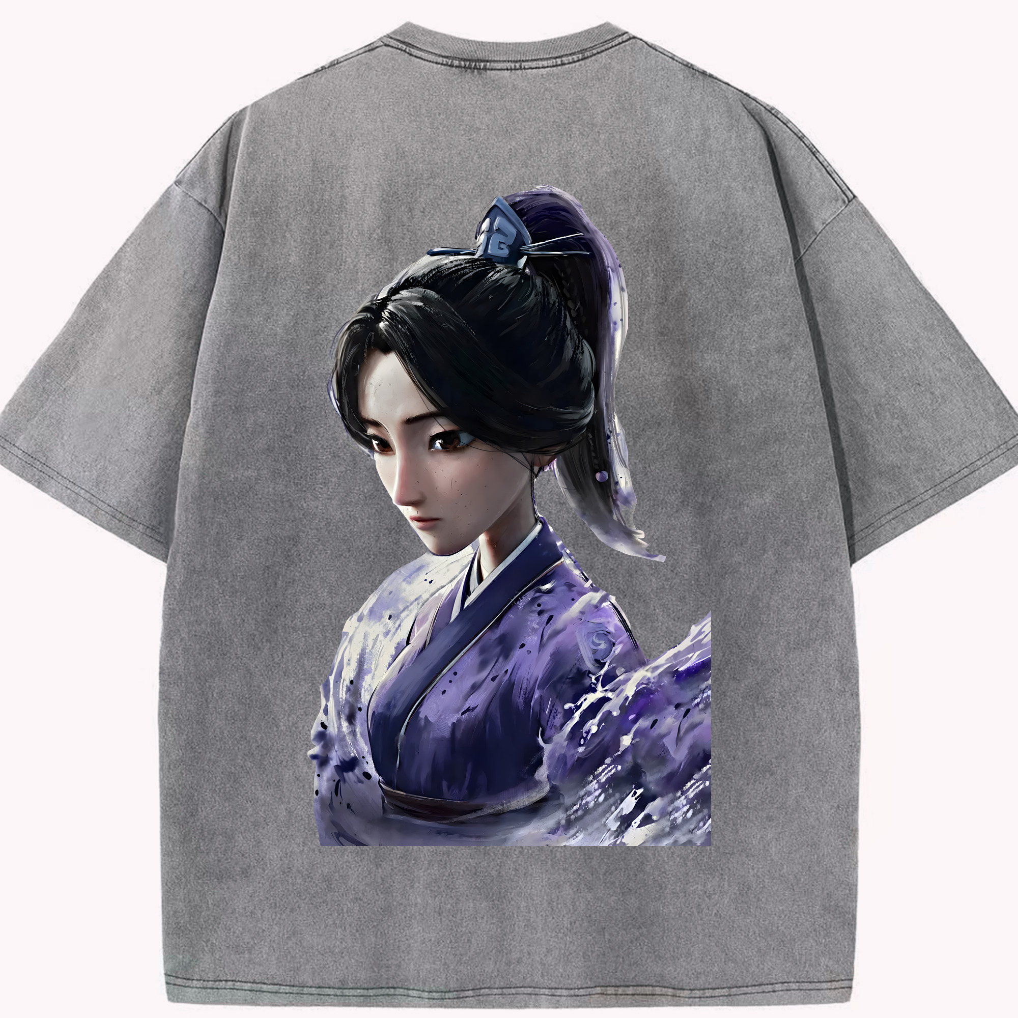 （画像用） Ne Zha 2 ナタ 魔童の大暴れ 綿100% ヴィンテージ風 半袖Tシャツ（背面プリント）