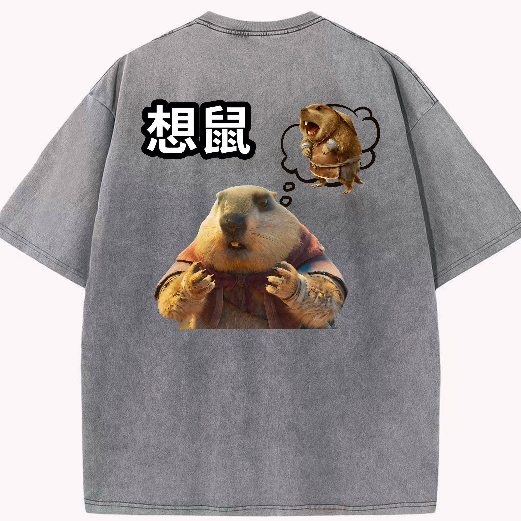（画像用） Ne Zha 2 ナタ 魔童の大暴れ 綿100% ヴィンテージ風 半袖Tシャツ（背面プリント）