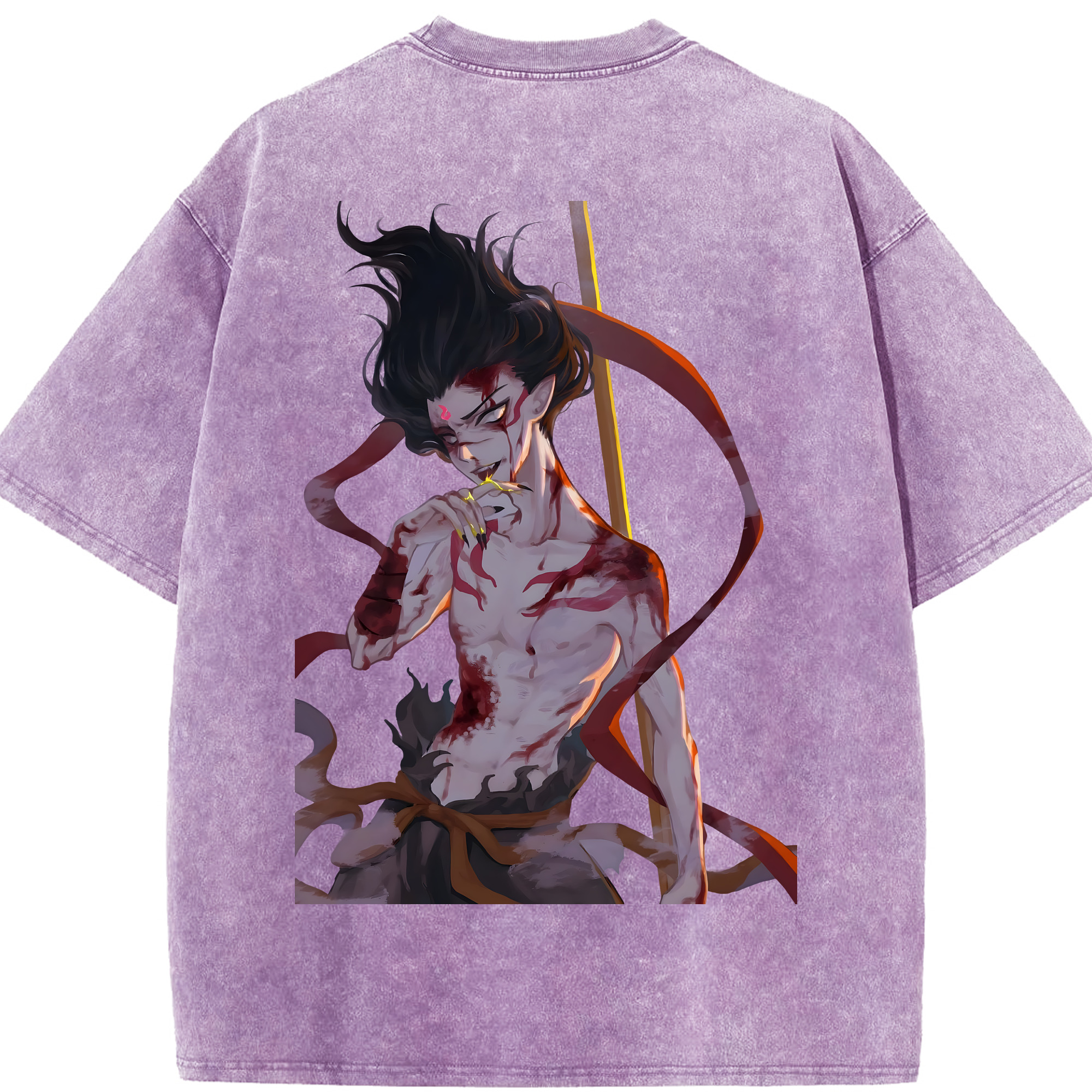 （画像用） Ne Zha 2 ナタ 魔童の大暴れ 綿100% ヴィンテージ風 半袖Tシャツ（背面プリント）