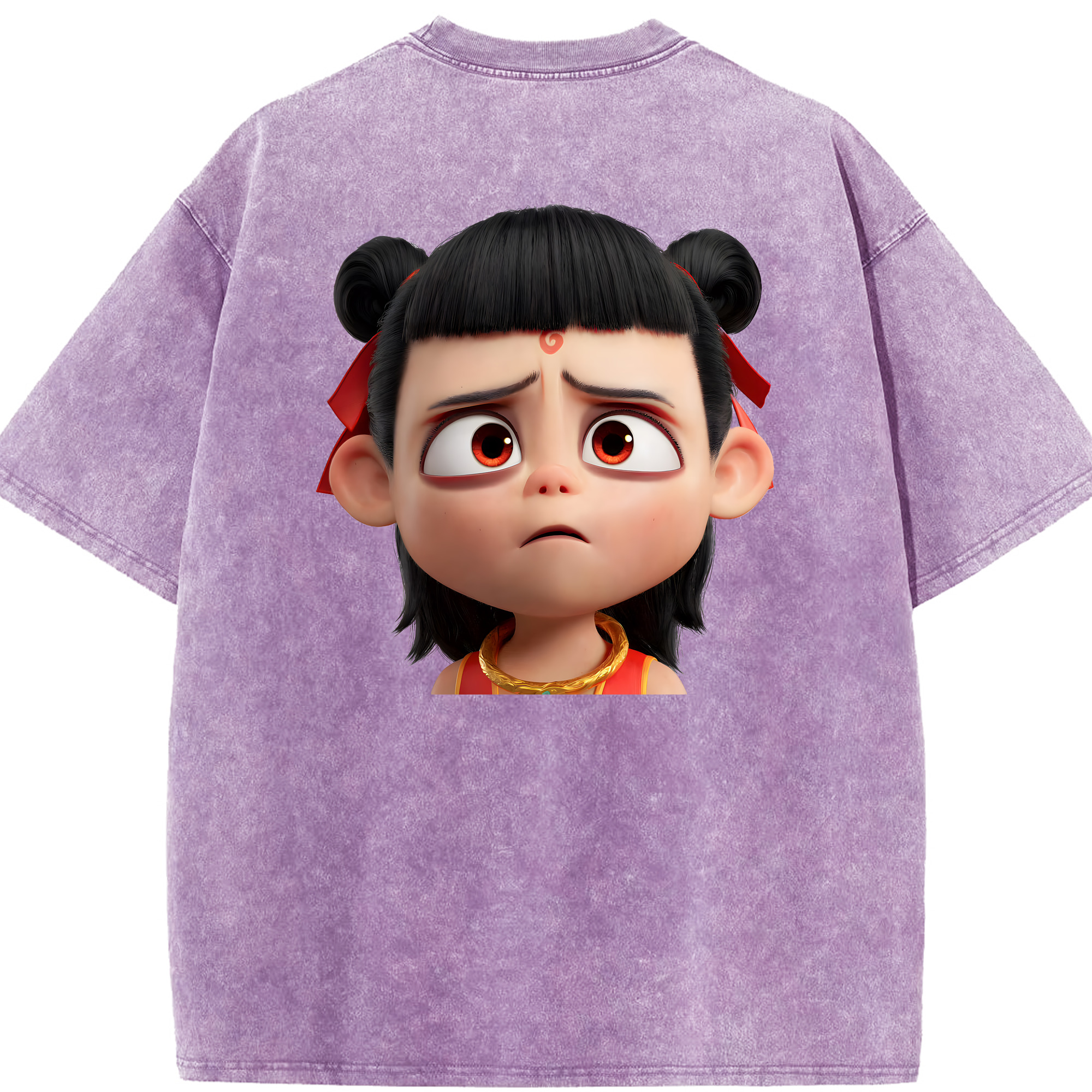 （画像用） Ne Zha 2 ナタ 魔童の大暴れ 綿100% ヴィンテージ風 半袖Tシャツ（背面プリント）