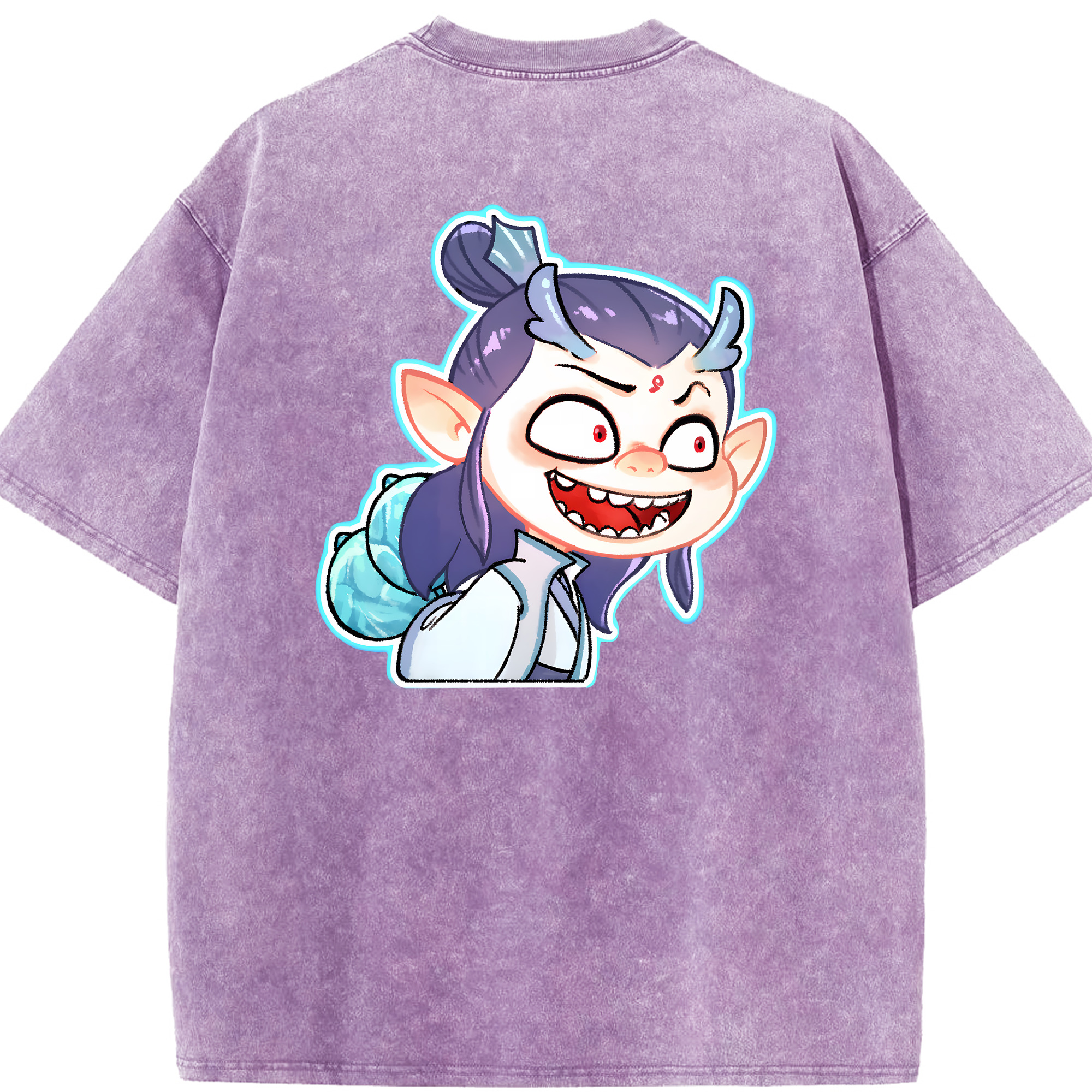 （画像用） Ne Zha 2 ナタ 魔童の大暴れ 綿100% ヴィンテージ風 半袖Tシャツ（背面プリント）