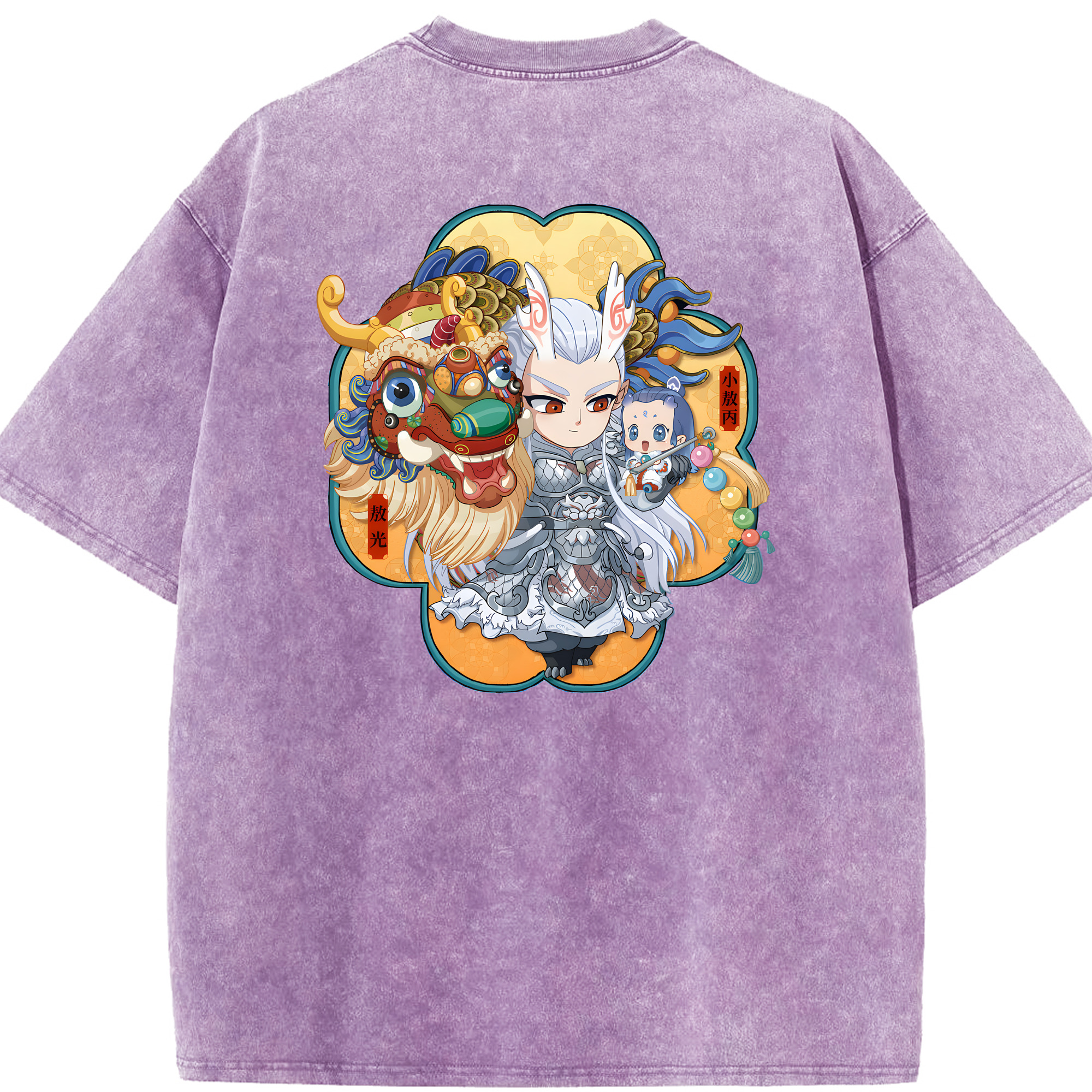 （画像用） Ne Zha 2 ナタ 魔童の大暴れ 綿100% ヴィンテージ風 半袖Tシャツ（背面プリント）