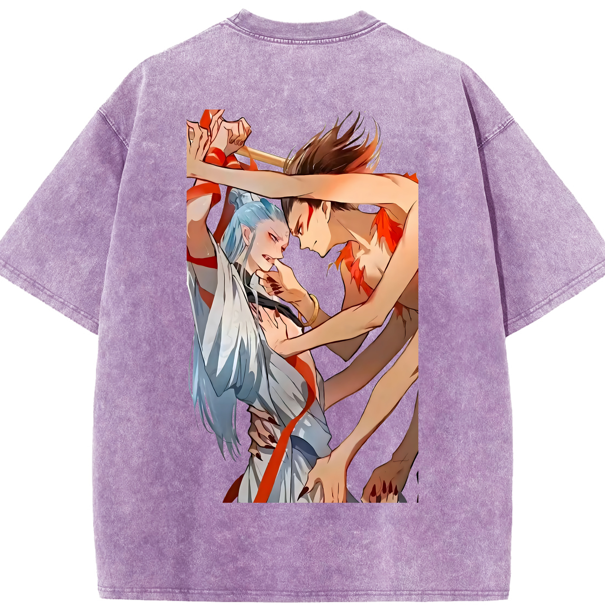 （画像用） Ne Zha 2 ナタ 魔童の大暴れ 綿100% ヴィンテージ風 半袖Tシャツ（背面プリント）
