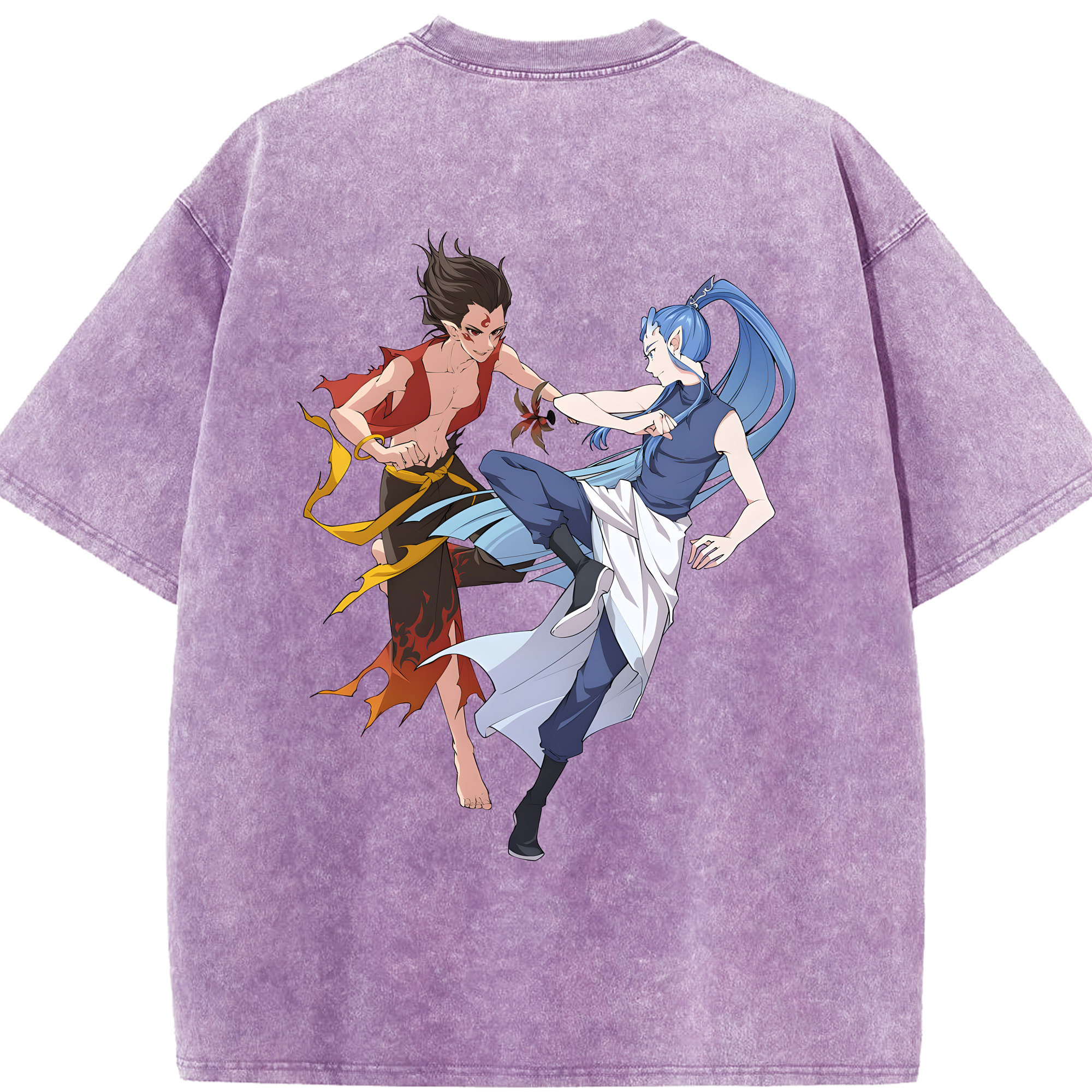 （画像用） Ne Zha 2 ナタ 魔童の大暴れ 綿100% ヴィンテージ風 半袖Tシャツ（背面プリント）