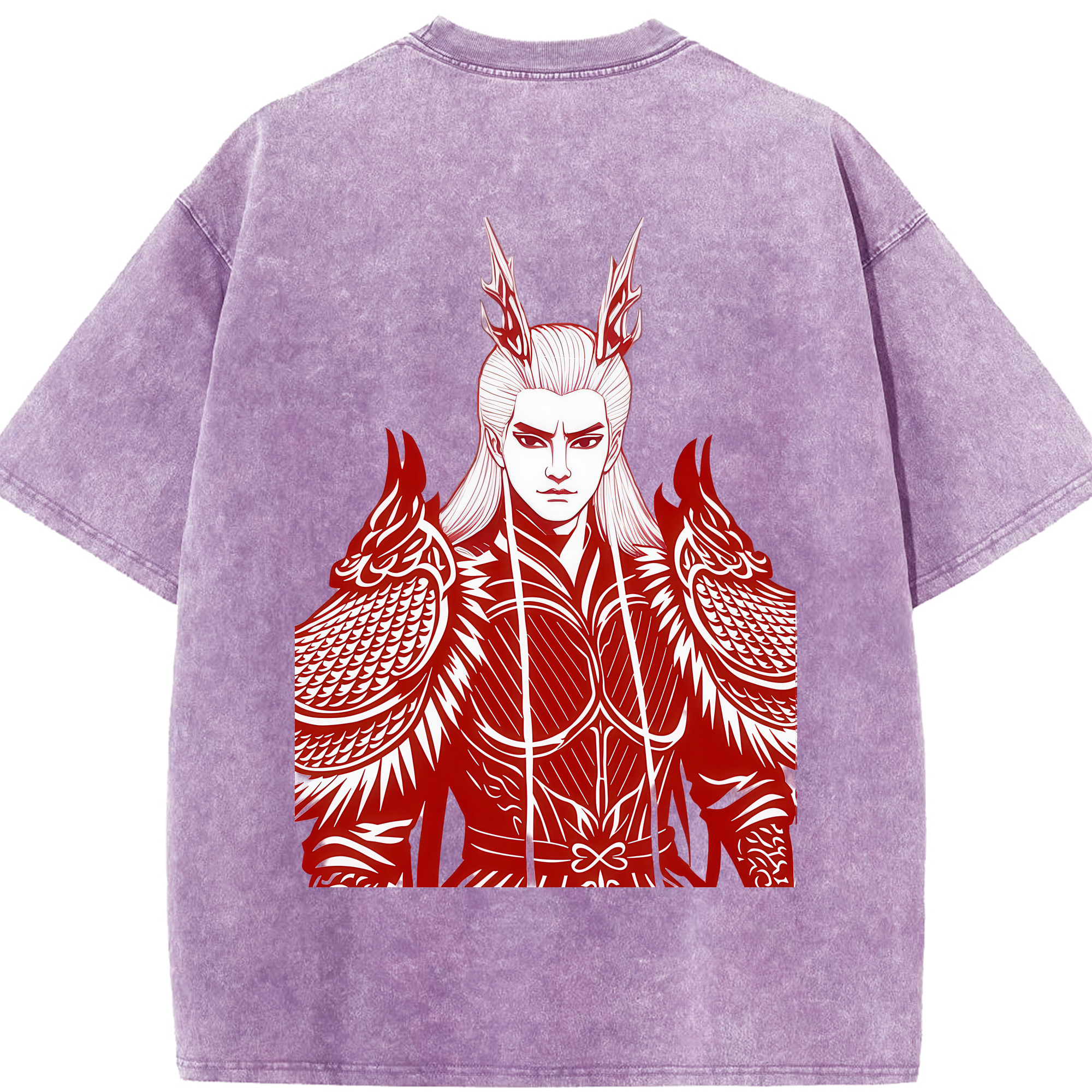 （画像用） Ne Zha 2 ナタ 魔童の大暴れ 綿100% ヴィンテージ風 半袖Tシャツ（背面プリント）