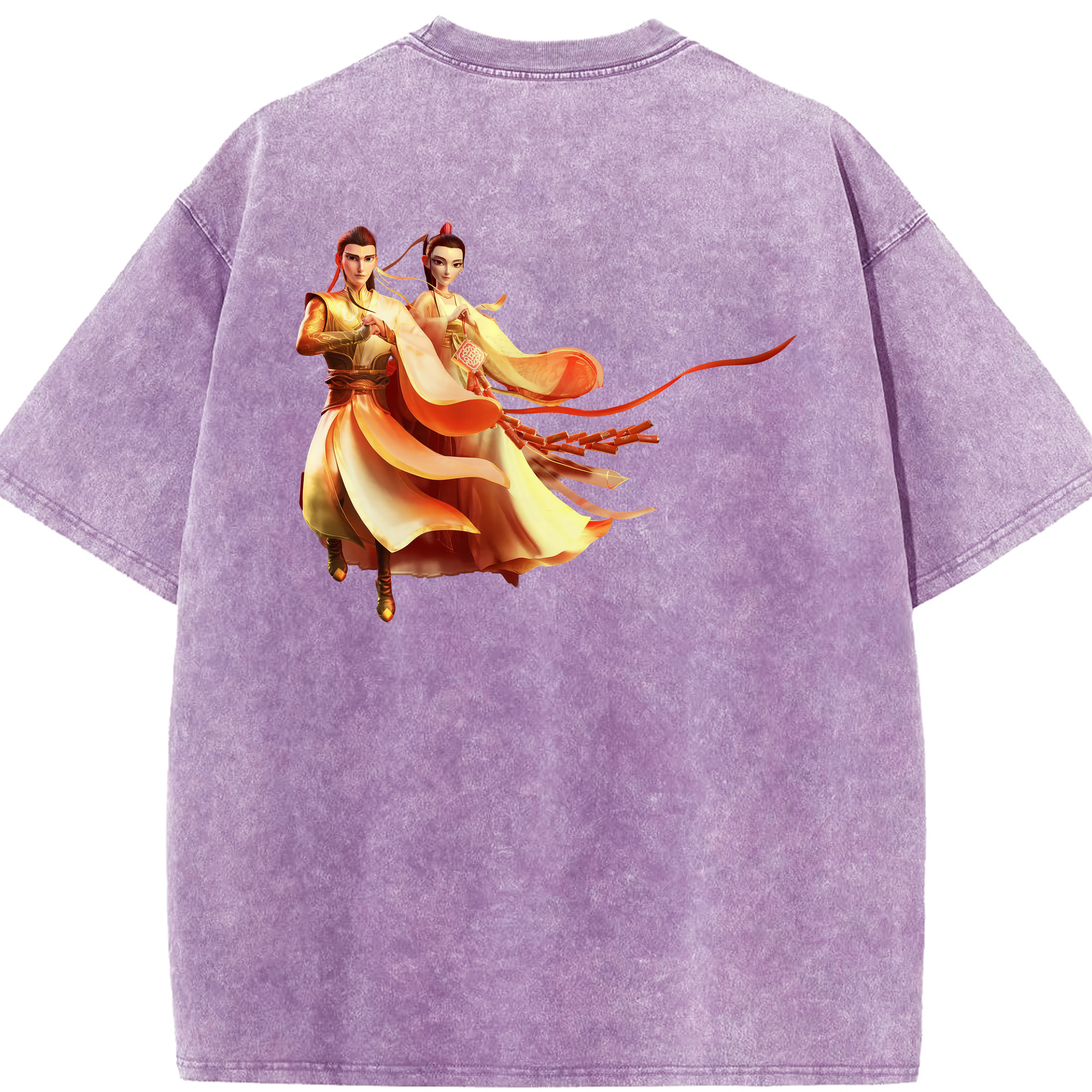 （画像用） Ne Zha 2 ナタ 魔童の大暴れ 綿100% ヴィンテージ風 半袖Tシャツ（背面プリント）