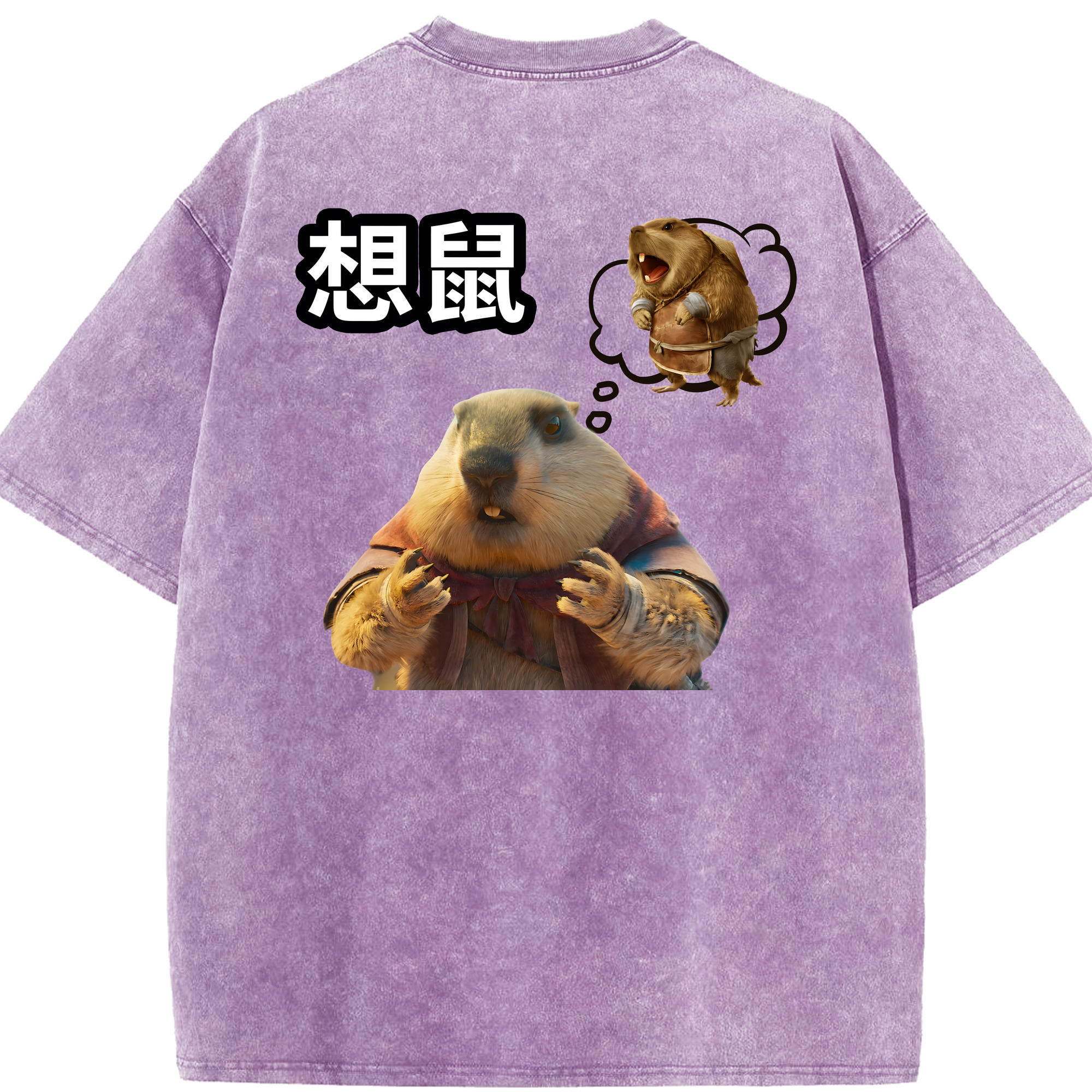 （画像用） Ne Zha 2 ナタ 魔童の大暴れ 綿100% ヴィンテージ風 半袖Tシャツ（背面プリント）