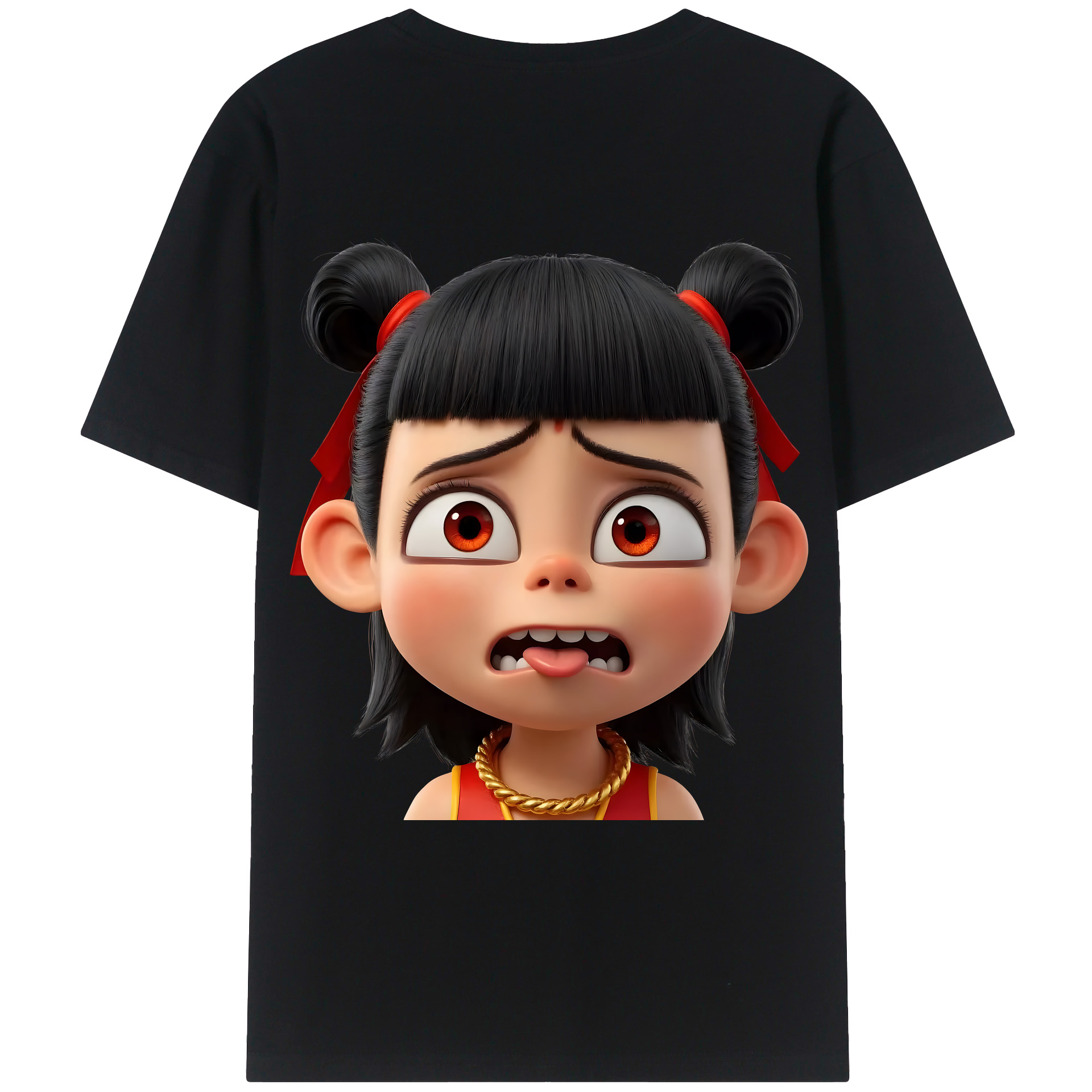 （画像用） Ne Zha 2 ナタ 魔童の大暴れ 綿100％ メンズ半袖Tシャツ（バックプリント） 通気性