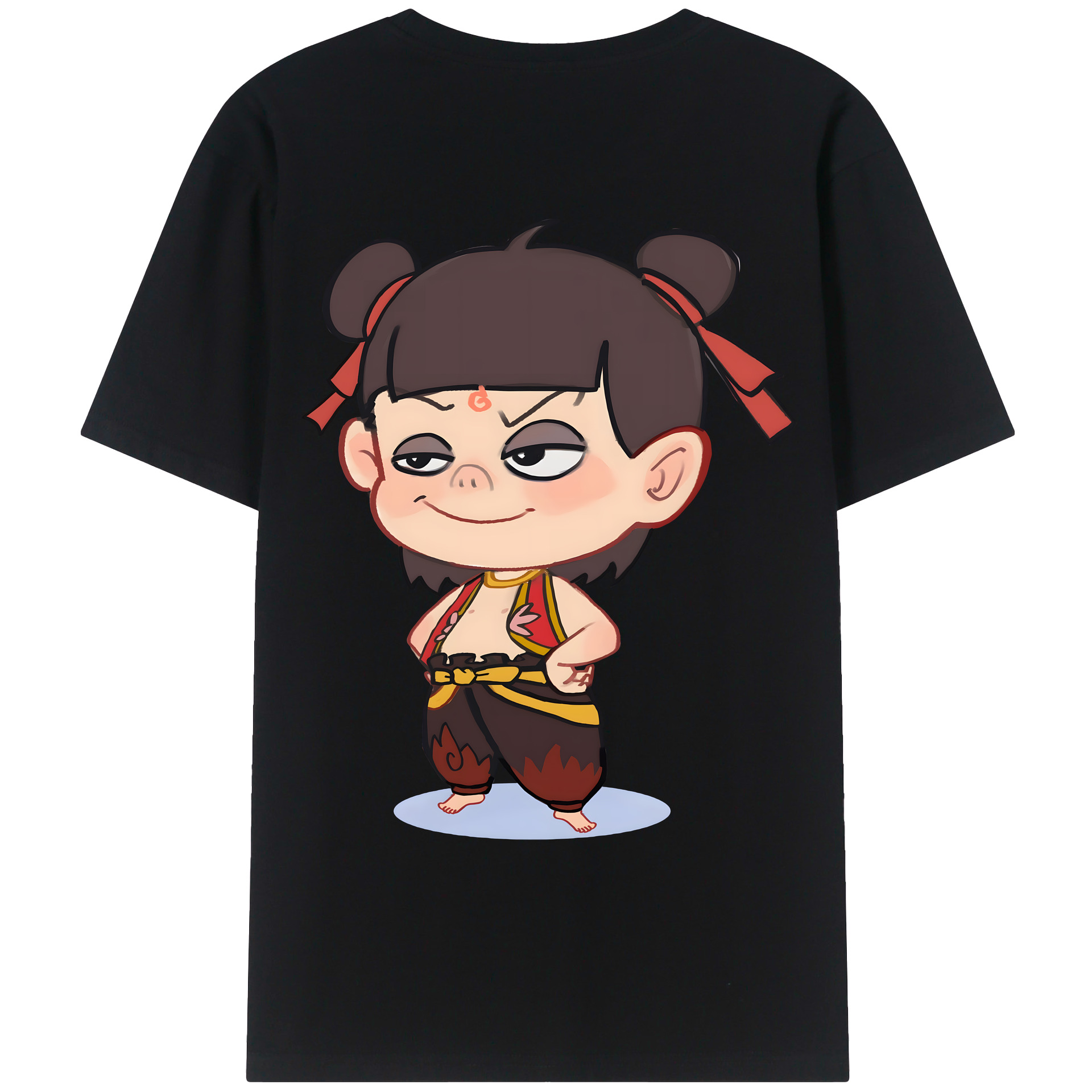 （画像用） Ne Zha 2 ナタ 魔童の大暴れ 綿100％ メンズ半袖Tシャツ（バックプリント） 通気性