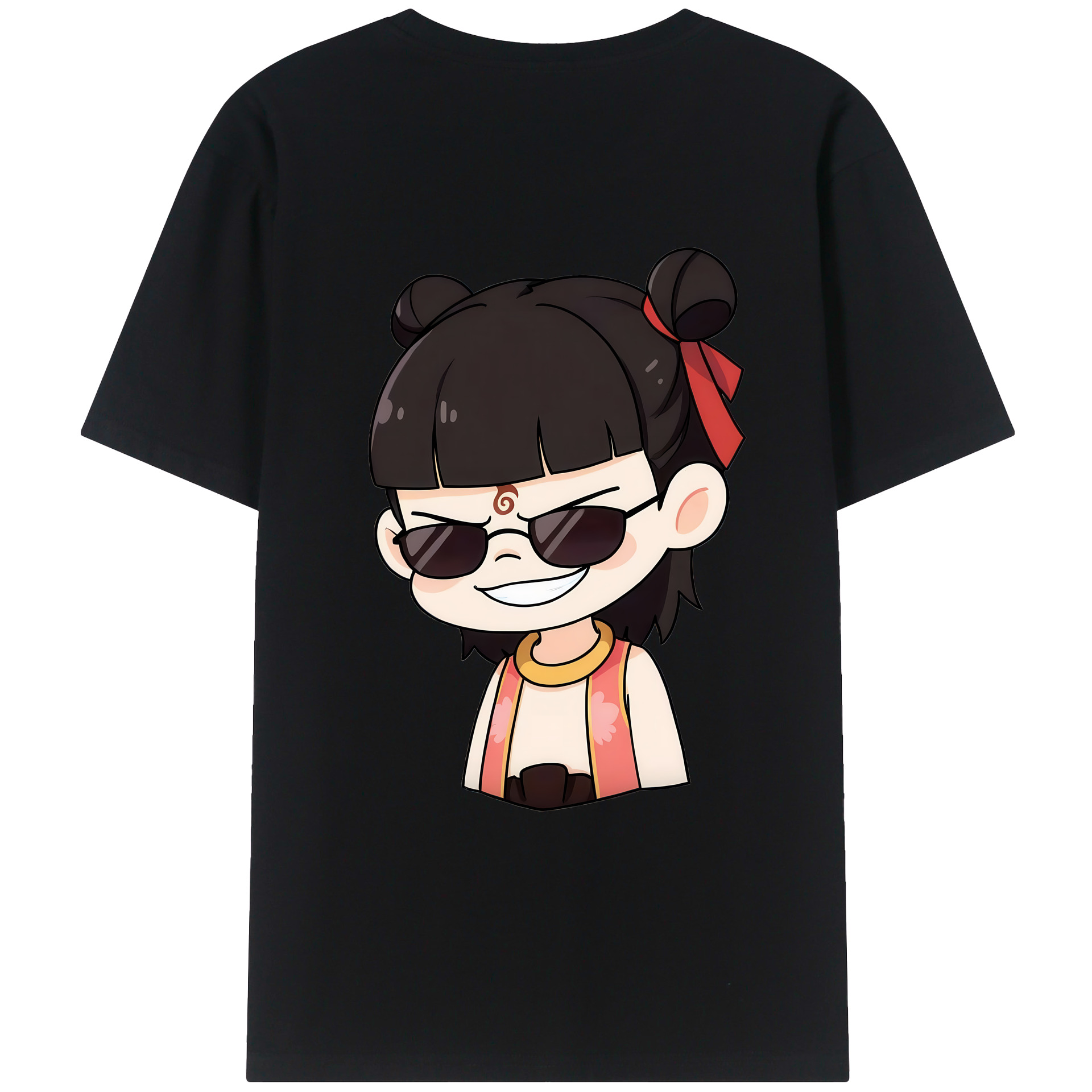 （画像用） Ne Zha 2 ナタ 魔童の大暴れ 綿100％ メンズ半袖Tシャツ（バックプリント） 通気性