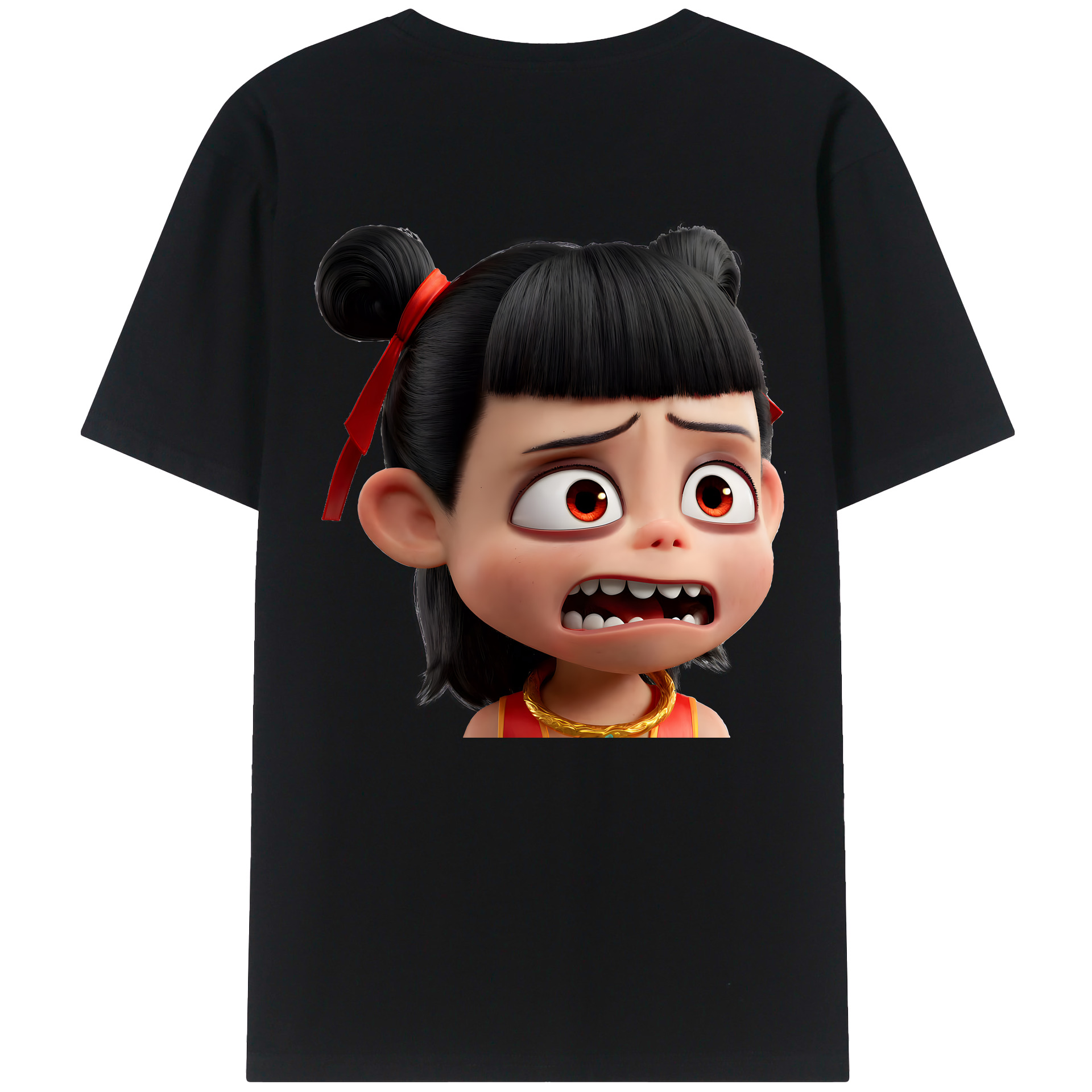 （画像用） Ne Zha 2 ナタ 魔童の大暴れ 綿100％ メンズ半袖Tシャツ（バックプリント） 通気性